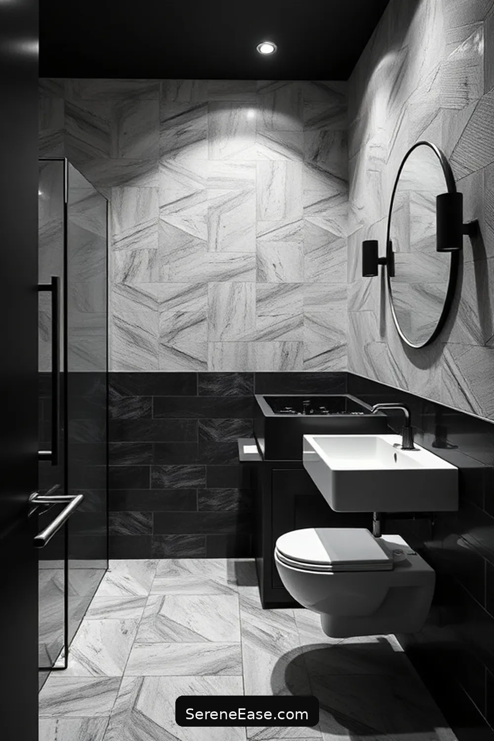 21 Ways to Achieve an Industrial Style Black and White Bathroom 9 Select a Black and White Color Scheme for 21 Ways to Achieve an Industrial Style Black and White Bathroom
