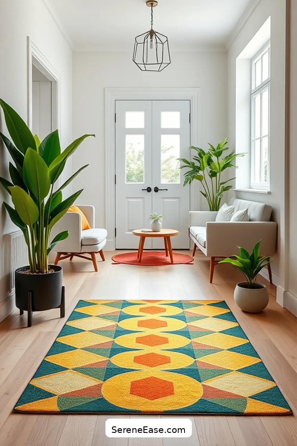21 Ways to Add Bold Bright Touches to Scandinavian Entryway Style 16 Choose a Striking Welcome Mat for 21 Ways to Add Bold Bright Touches to Scandinavian Entryway Style