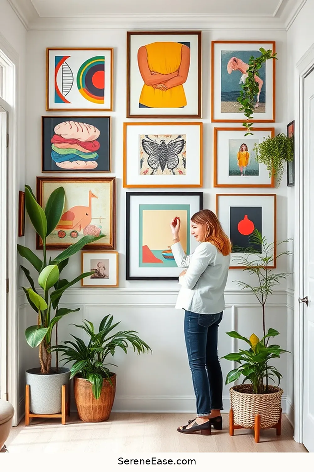 21 Ways to Add Bold Bright Touches to Scandinavian Entryway Style 13 Create a Gallery Wall for 21 Ways to Add Bold Bright Touches to Scandinavian Entryway Style