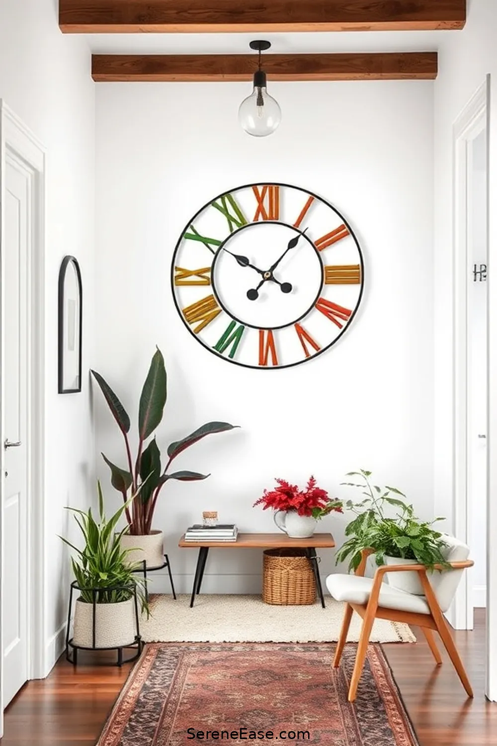 21 Ways to Add Bold Bright Touches to Scandinavian Entryway Style 19 Feature a Bold Clock for 21 Ways to Add Bold Bright Touches to Scandinavian Entryway Style