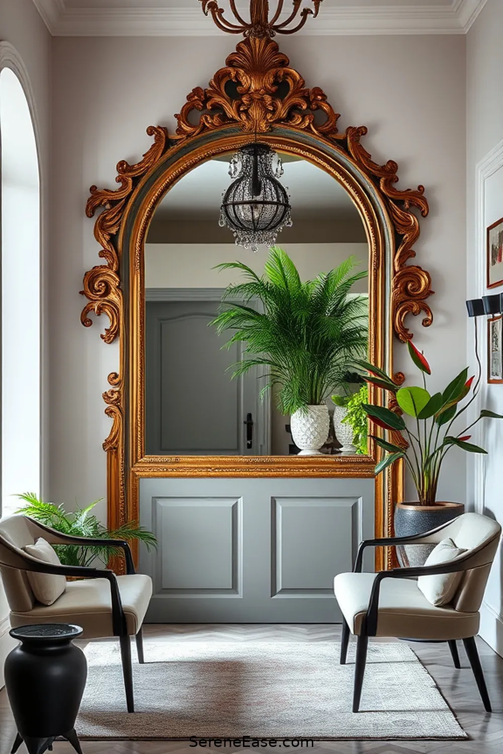 21 Ways to Add Bold Bright Touches to Scandinavian Entryway Style 7 Hang a Statement Mirror for 21 Ways to Add Bold Bright Touches to Scandinavian Entryway Style