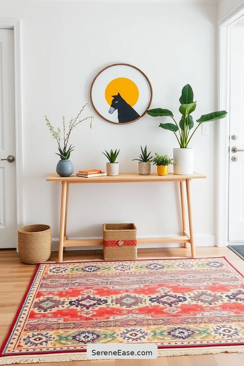 21 Ways to Add Bold Bright Touches to Scandinavian Entryway Style 3 Use Bold Area Rugs for 21 Ways to Add Bold Bright Touches to Scandinavian Entryway Style