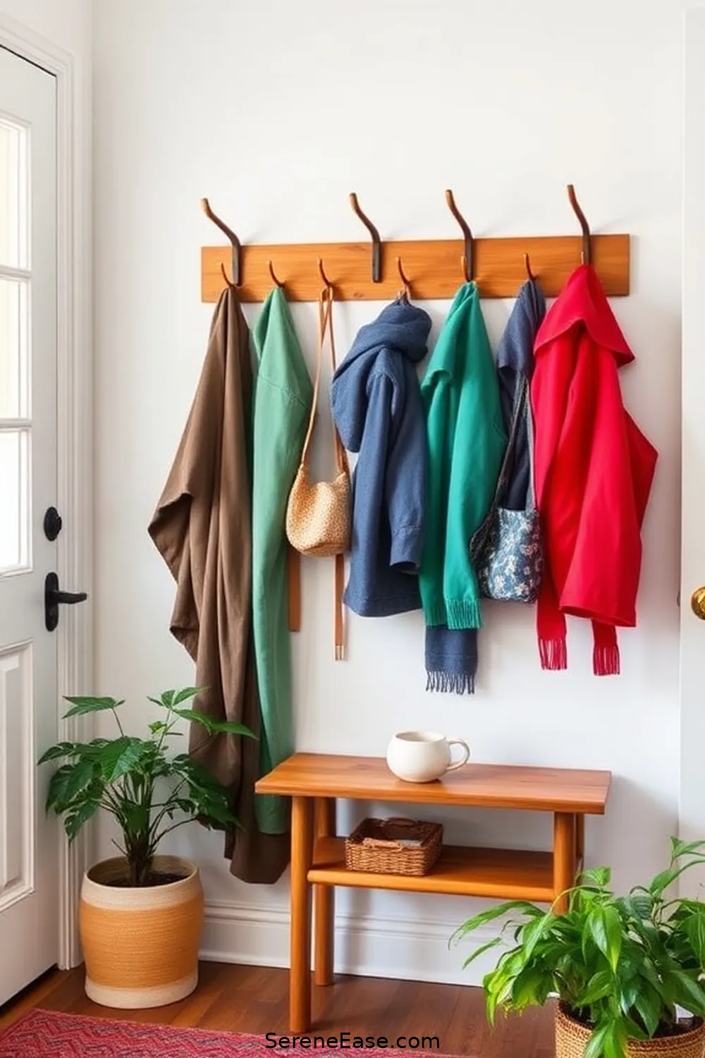 21 Ways to Add Bold Bright Touches to Scandinavian Entryway Style 14 Use Colorful Coat Hooks for 21 Ways to Add Bold Bright Touches to Scandinavian Entryway Style