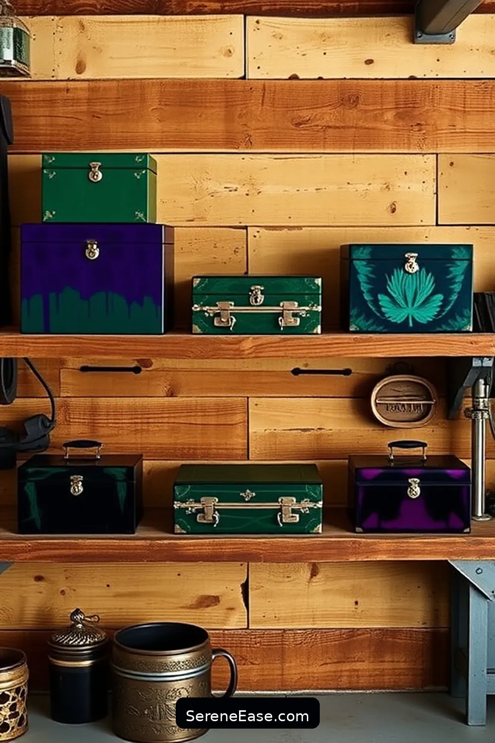 21 Ways to Add Jewel Tones to Rustic Garage Style 16 Add Decorative Boxes in Rich Colors for 21 Ways to Add Jewel Tones to Rustic Garage Style