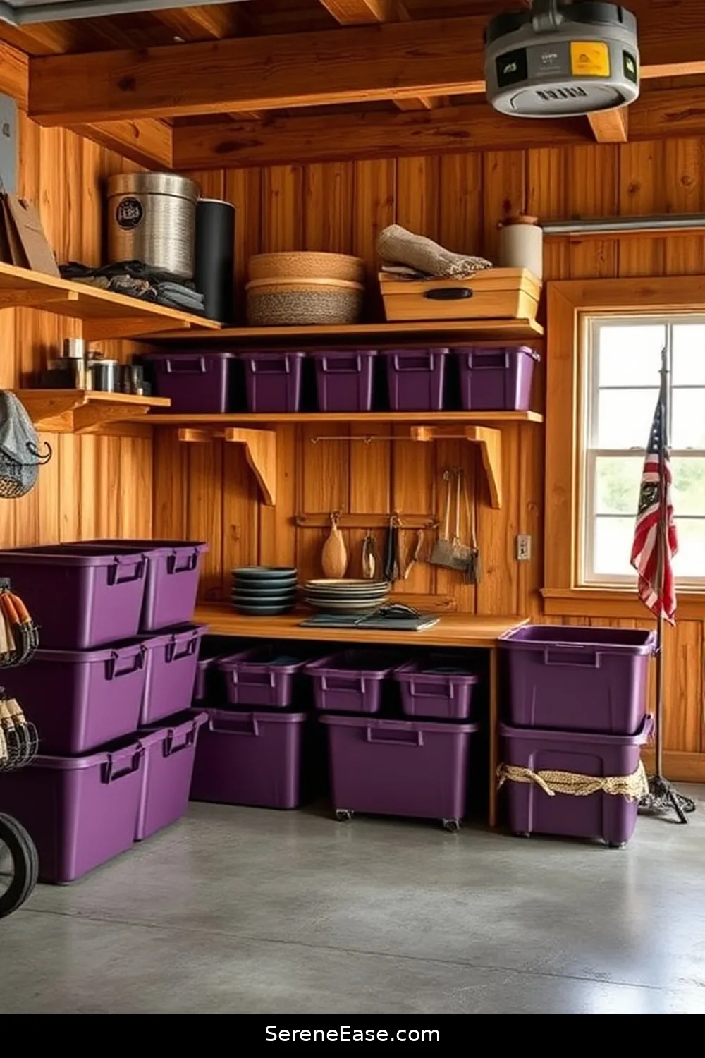21 Ways to Add Jewel Tones to Rustic Garage Style 4 Incorporate Amethyst Purple Storage Bins for 21 Ways to Add Jewel Tones to Rustic Garage Style