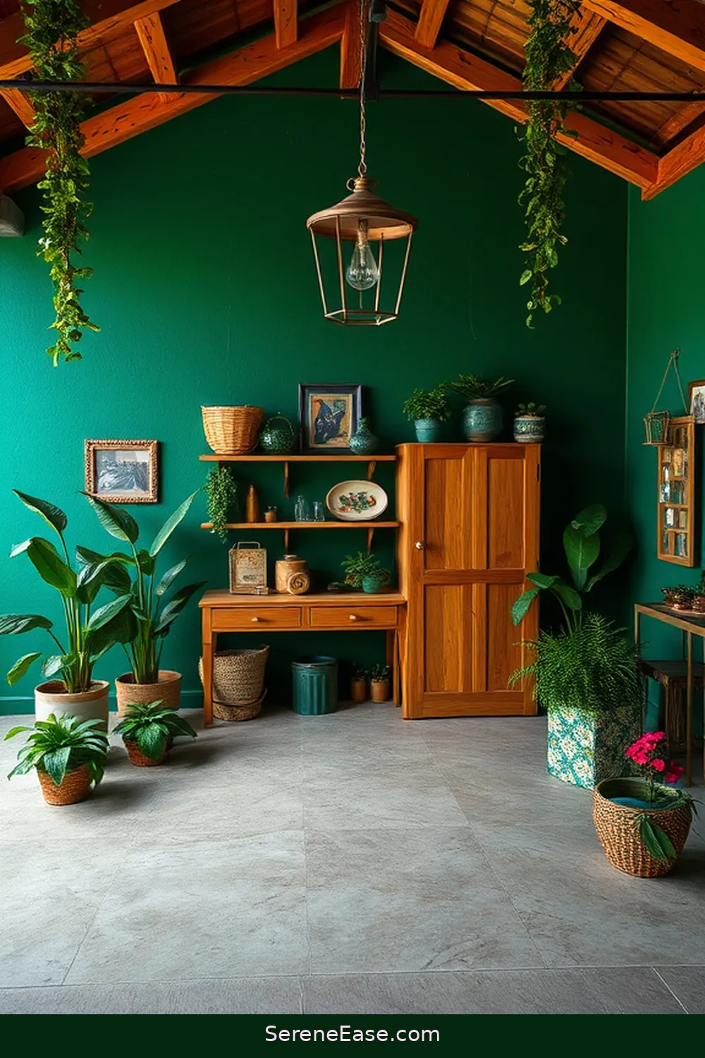 21 Ways to Add Jewel Tones to Rustic Garage Style 2 Paint the Walls in Deep Emerald Green for 21 Ways to Add Jewel Tones to Rustic Garage Style