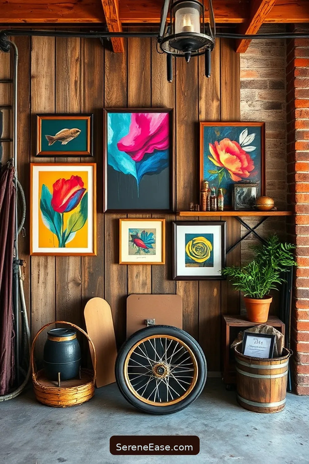 21 Ways to Add Jewel Tones to Rustic Garage Style 21 Use Colorful Wall Décor for 21 Ways to Add Jewel Tones to Rustic Garage Style