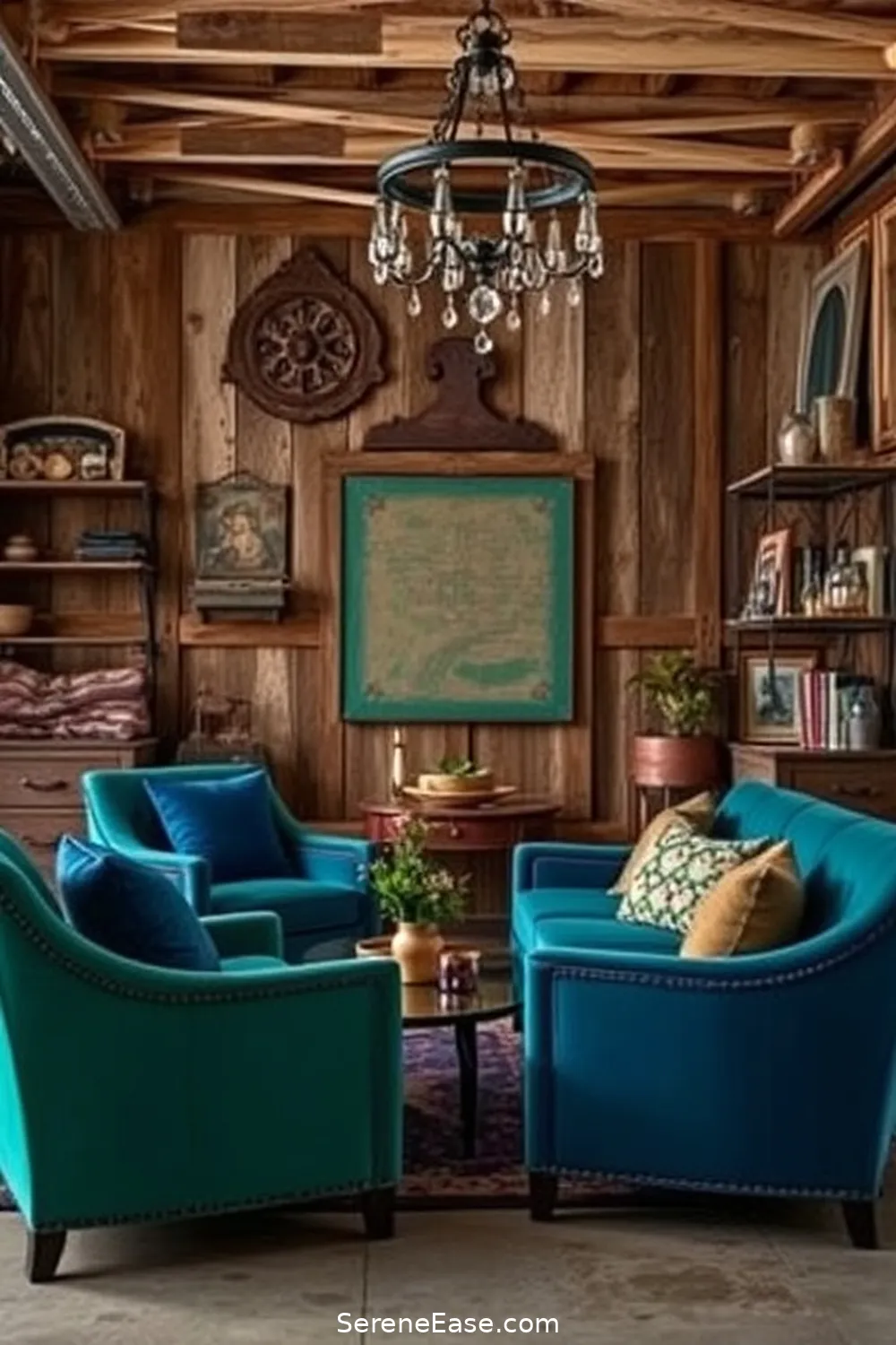 21 Ways to Add Jewel Tones to Rustic Garage Style 17 Use Jewel-Toned Upholstered Furniture for 21 Ways to Add Jewel Tones to Rustic Garage Style
