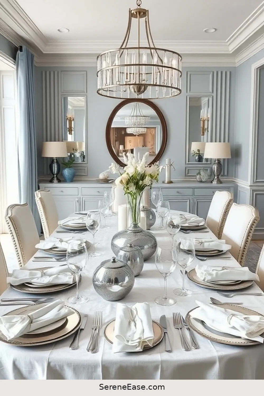 21 Ways to Create a Monochromatic Coastal Style Dining Room 18 Add Metallic Touches for 21 Ways to Create a Monochromatic Coastal Style Dining Room