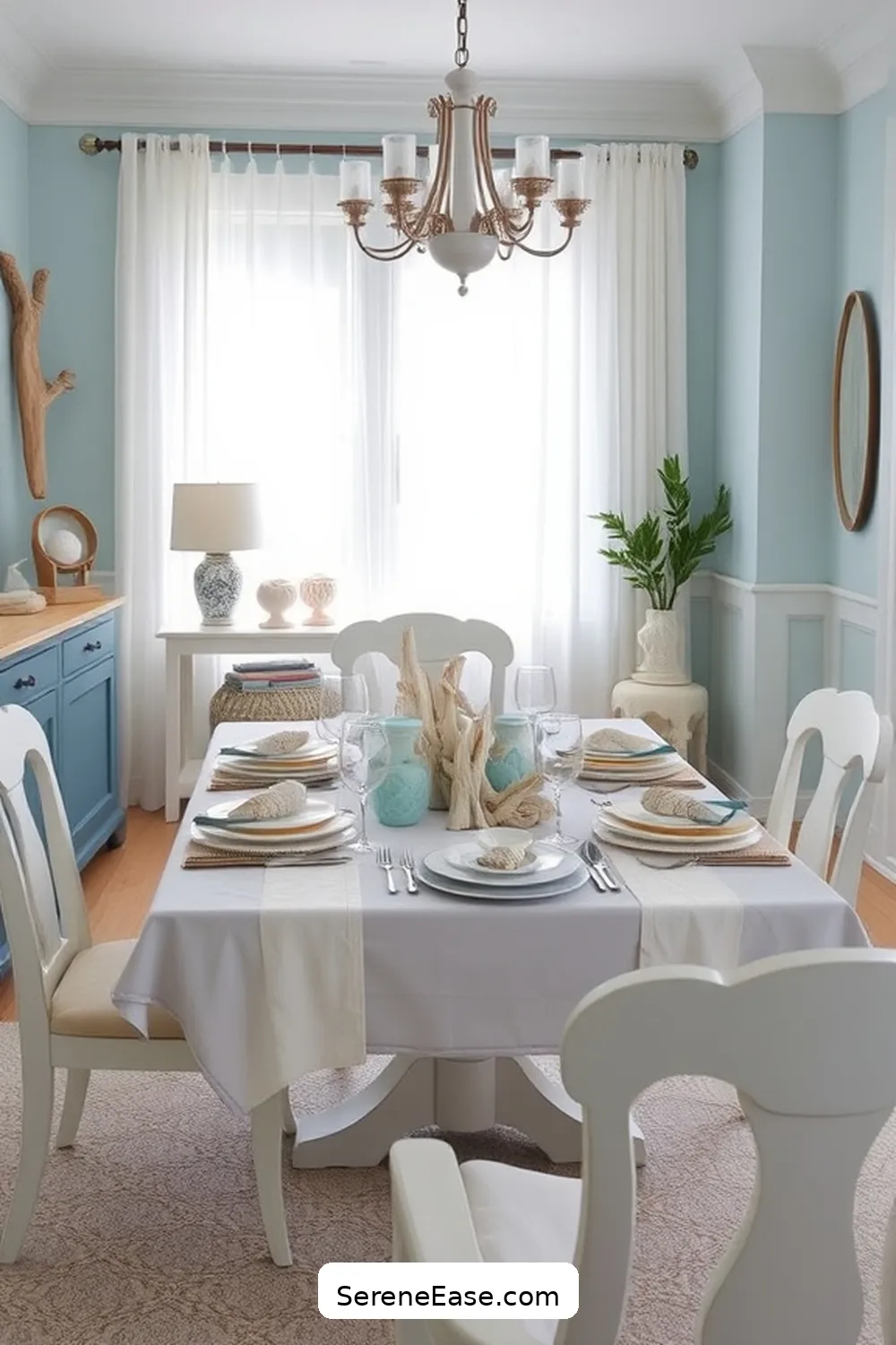 21 Ways to Create a Monochromatic Coastal Style Dining Room 8 Add Nautical Accents for 21 Ways to Create a Monochromatic Coastal Style Dining Room