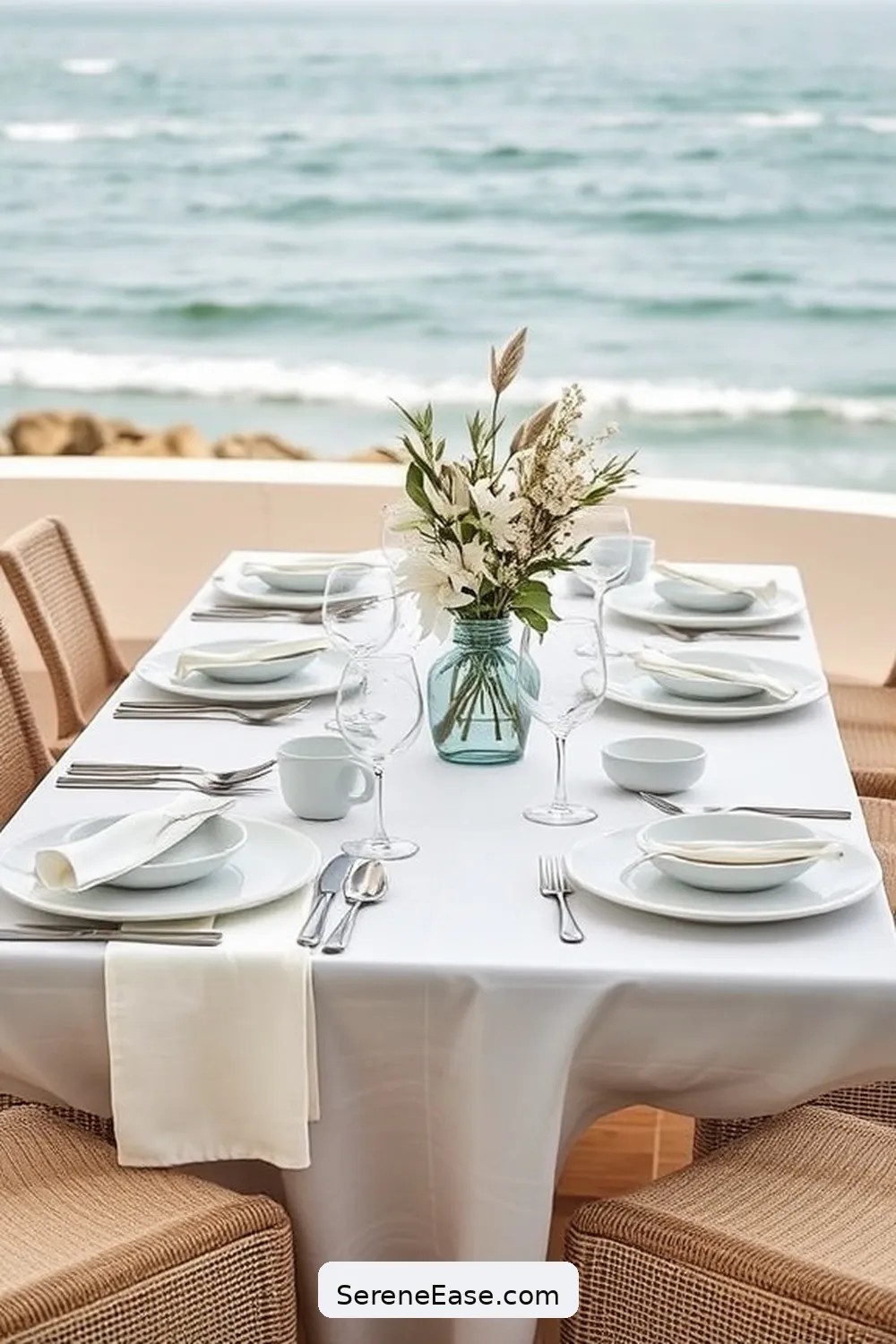 21 Ways to Create a Monochromatic Coastal Style Dining Room 12 Choose Chic Tableware for 21 Ways to Create a Monochromatic Coastal Style Dining Room