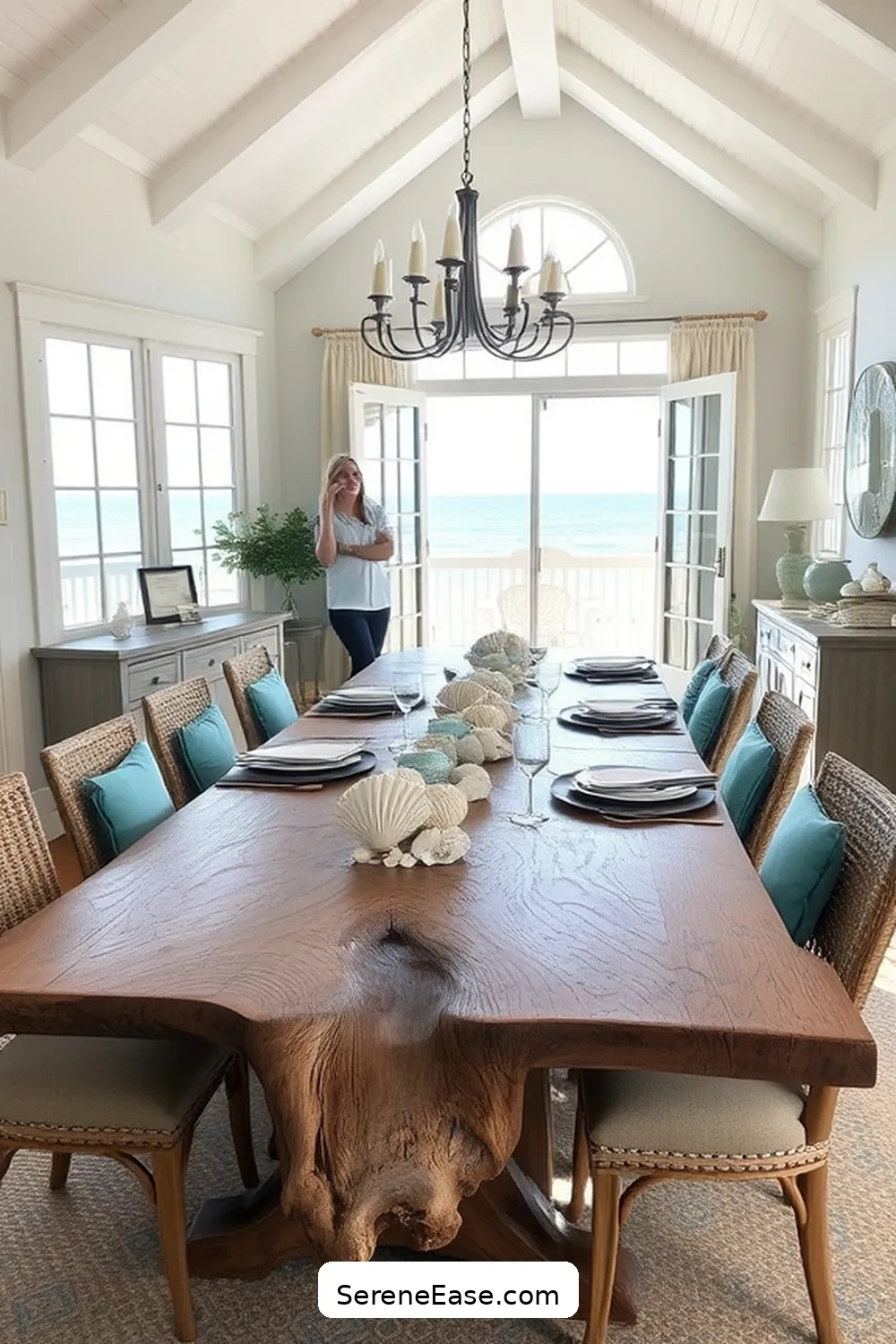 21 Ways to Create a Monochromatic Coastal Style Dining Room 15 Create a Focal Point for 21 Ways to Create a Monochromatic Coastal Style Dining Room