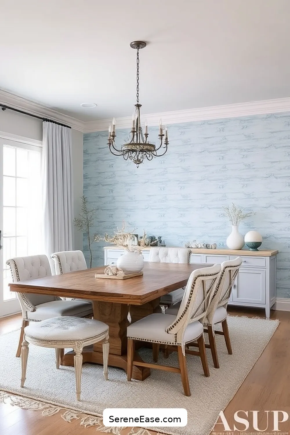 21 Ways to Create a Monochromatic Coastal Style Dining Room 21 Design a Feature Wall for 21 Ways to Create a Monochromatic Coastal Style Dining Room