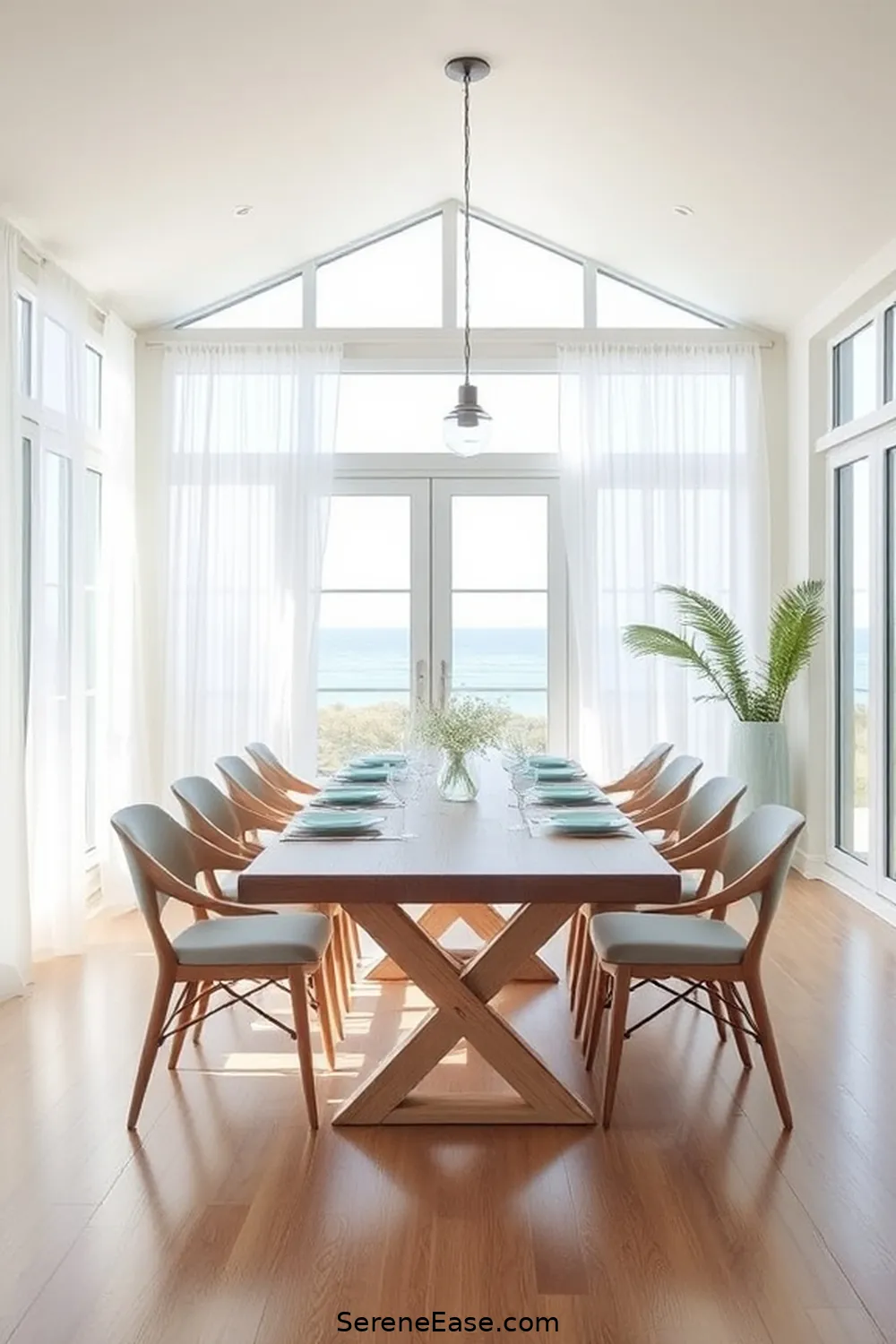 21 Ways to Create a Monochromatic Coastal Style Dining Room 19 Emphasize Open Space for 21 Ways to Create a Monochromatic Coastal Style Dining Room