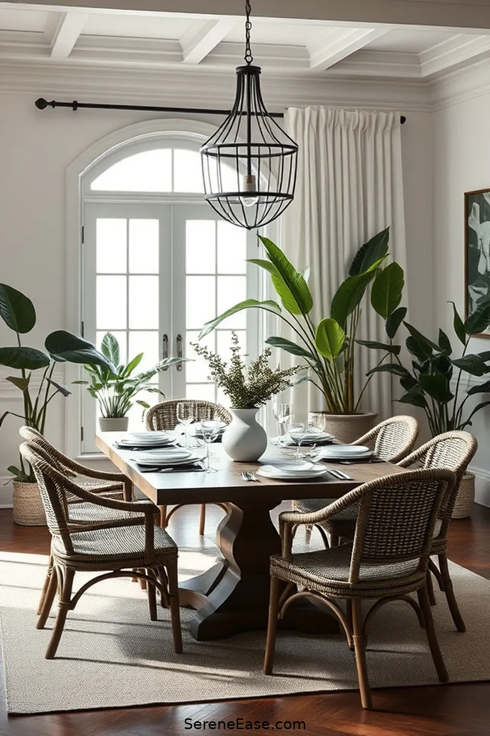 21 Ways to Create a Monochromatic Coastal Style Dining Room 11 Integrate Indoor Plants for 21 Ways to Create a Monochromatic Coastal Style Dining Room