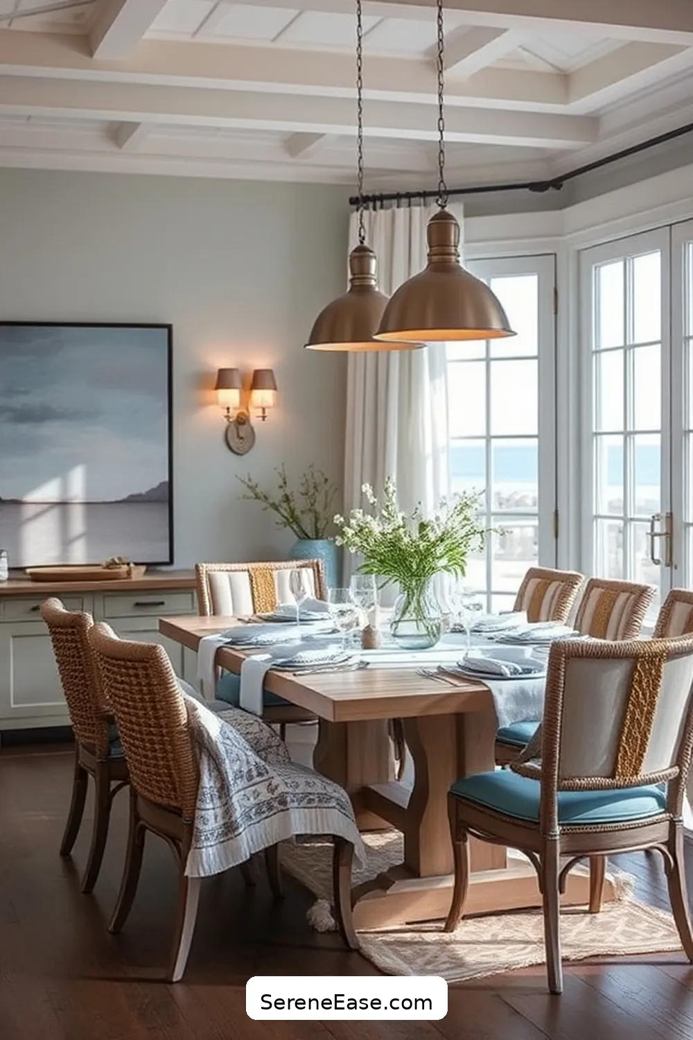 21 Ways to Create a Monochromatic Coastal Style Dining Room 9 Layer With Soft Lighting for 21 Ways to Create a Monochromatic Coastal Style Dining Room