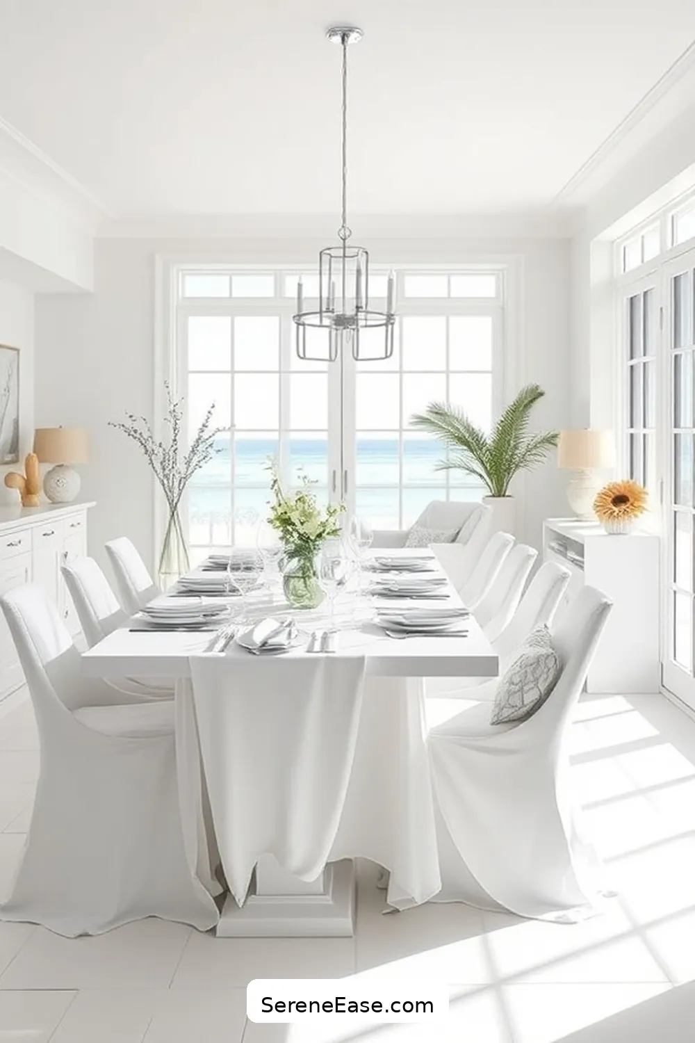 21 Ways to Create a Monochromatic Coastal Style Dining Room 17 Use White for a Crisp Look for 21 Ways to Create a Monochromatic Coastal Style Dining Room