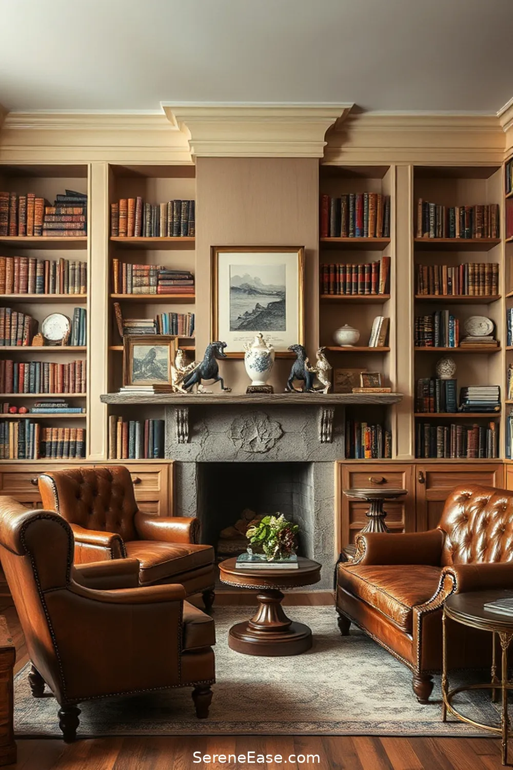Incorporate Vintage Finds for 21 Ways to Create a Monochromatic Library in Modern Farmhouse Style