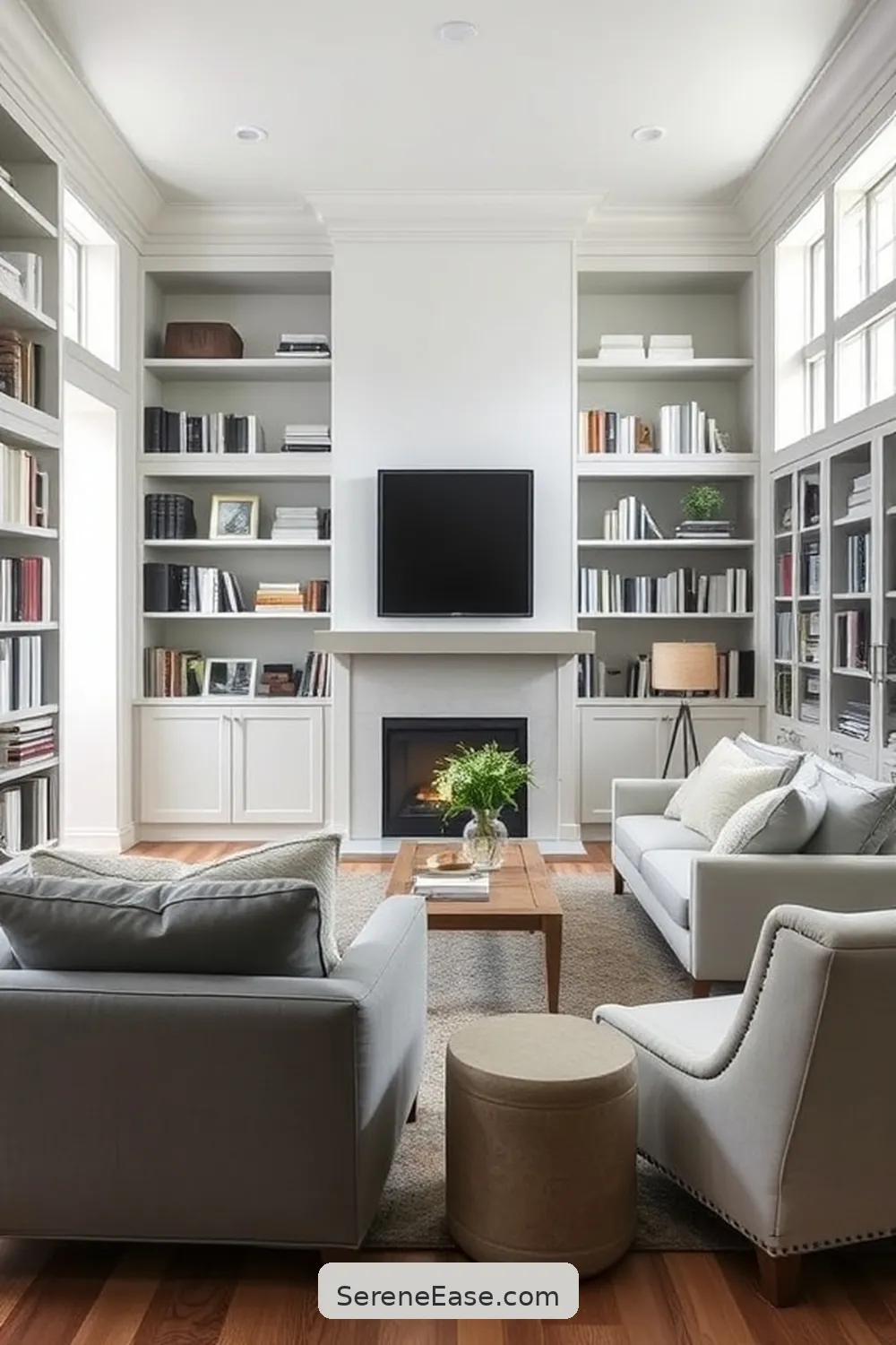 Select the Right Furniture for 21 Ways to Create a Monochromatic Library in Modern Farmhouse Style