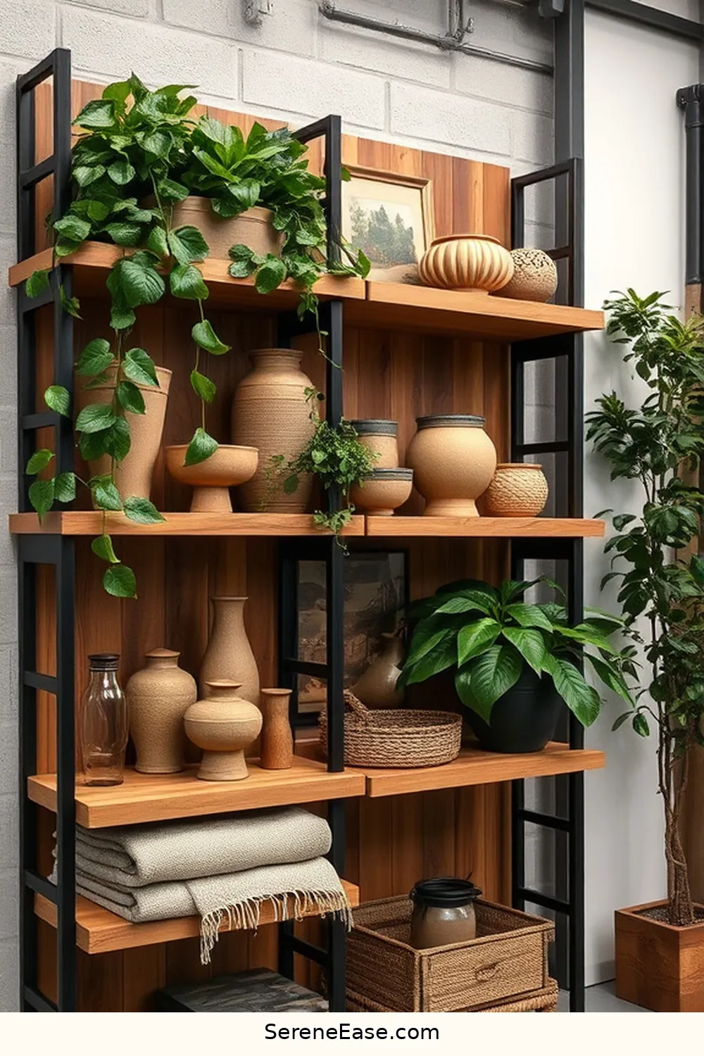 Choose Wooden Open Shelving for 21 Ways to Incorporate Earth Tones in Industrial Style Kitchens