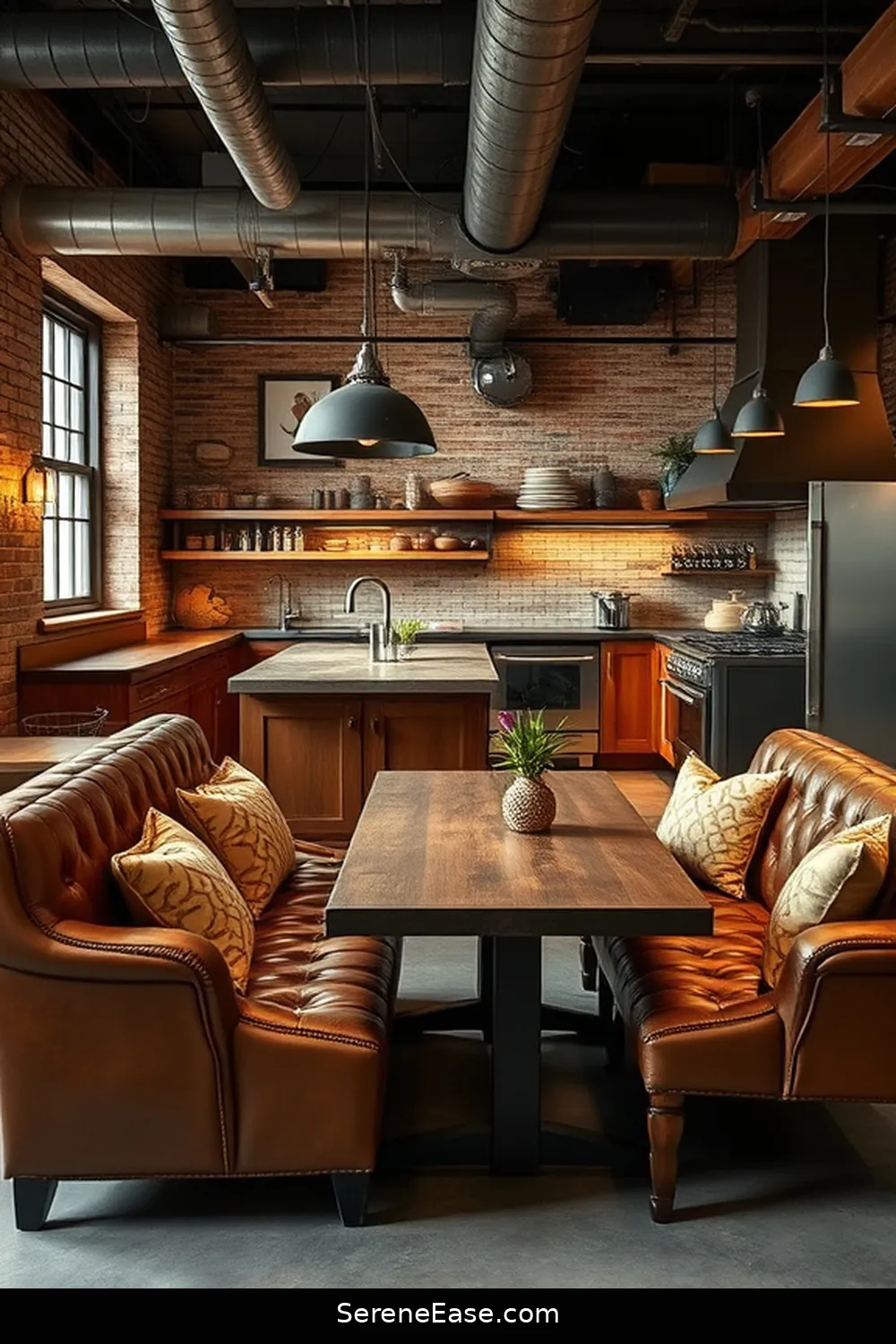 Incorporate Leather or Suede Seating for 21 Ways to Incorporate Earth Tones in Industrial Style Kitchens