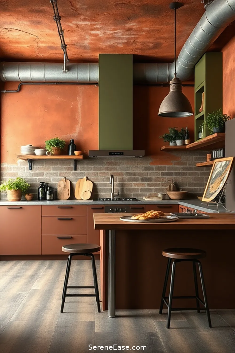 Paint Walls With Earthy Hues for 21 Ways to Incorporate Earth Tones in Industrial Style Kitchens