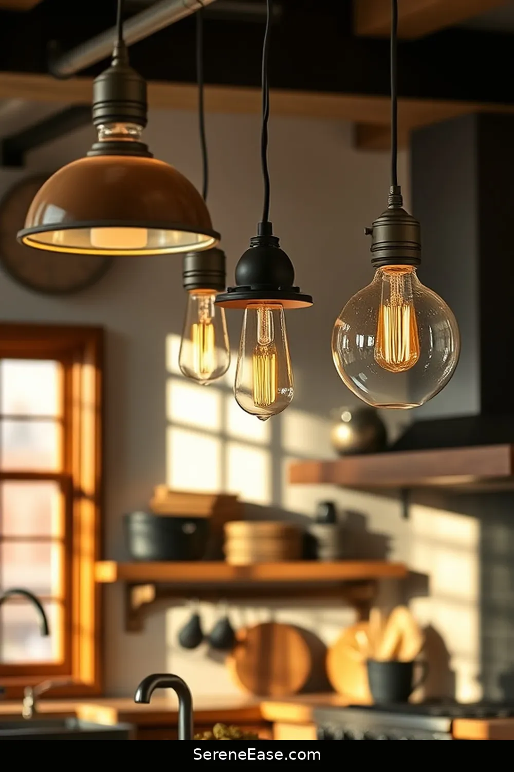 Select Earthy Lighting Fixtures for 21 Ways to Incorporate Earth Tones in Industrial Style Kitchens