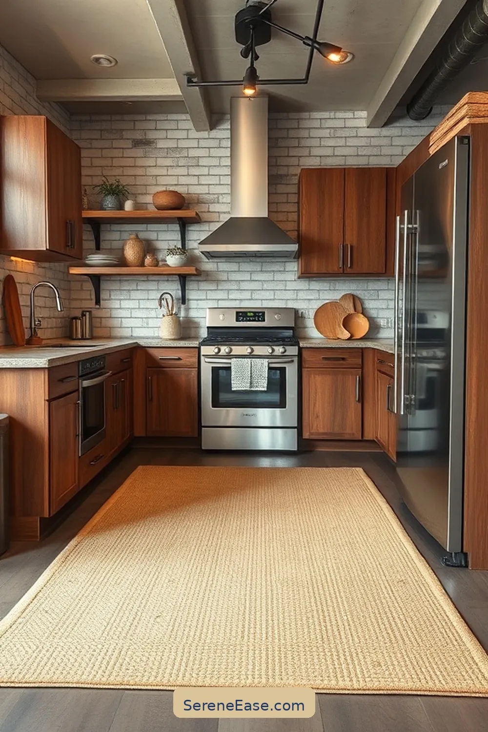 Use Neutral Area Rugs for 21 Ways to Incorporate Earth Tones in Industrial Style Kitchens