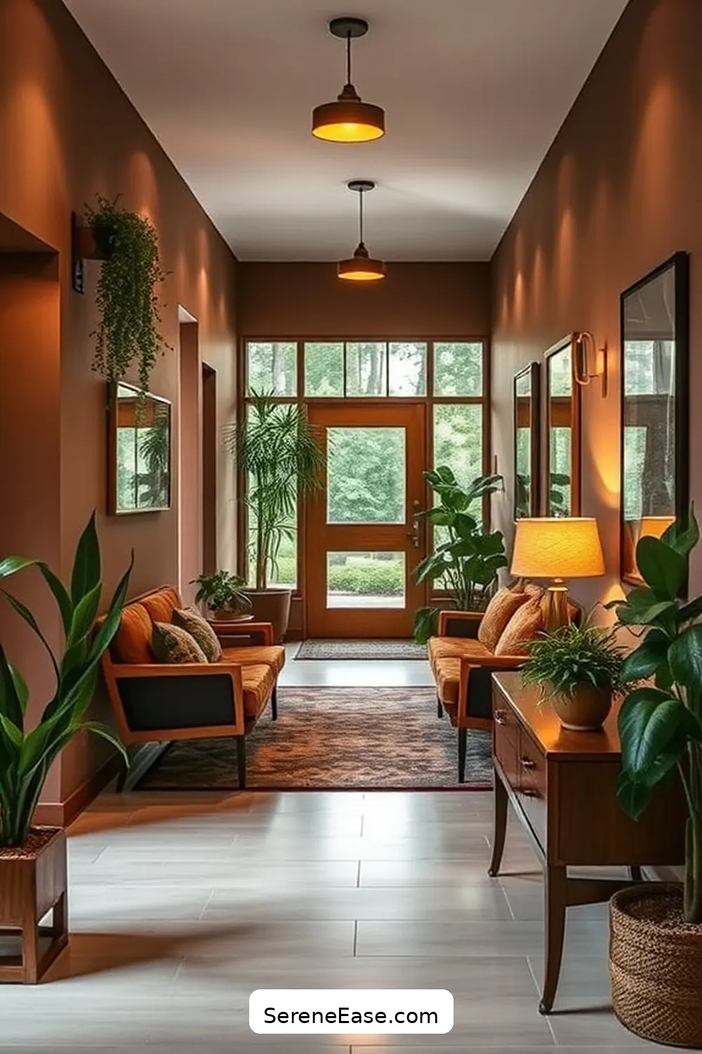 Choose Furniture in Earthy Colors for 21 Ways to Incorporate Earth Tones in Mid-Century Modern Hallways