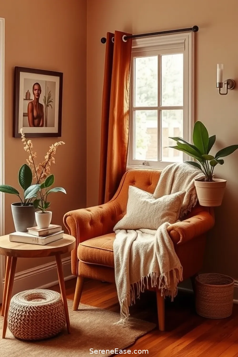 Create a Cozy Reading Nook With Earthy Elements for 21 Ways to Incorporate Earth Tones in Mid-Century Modern Hallways