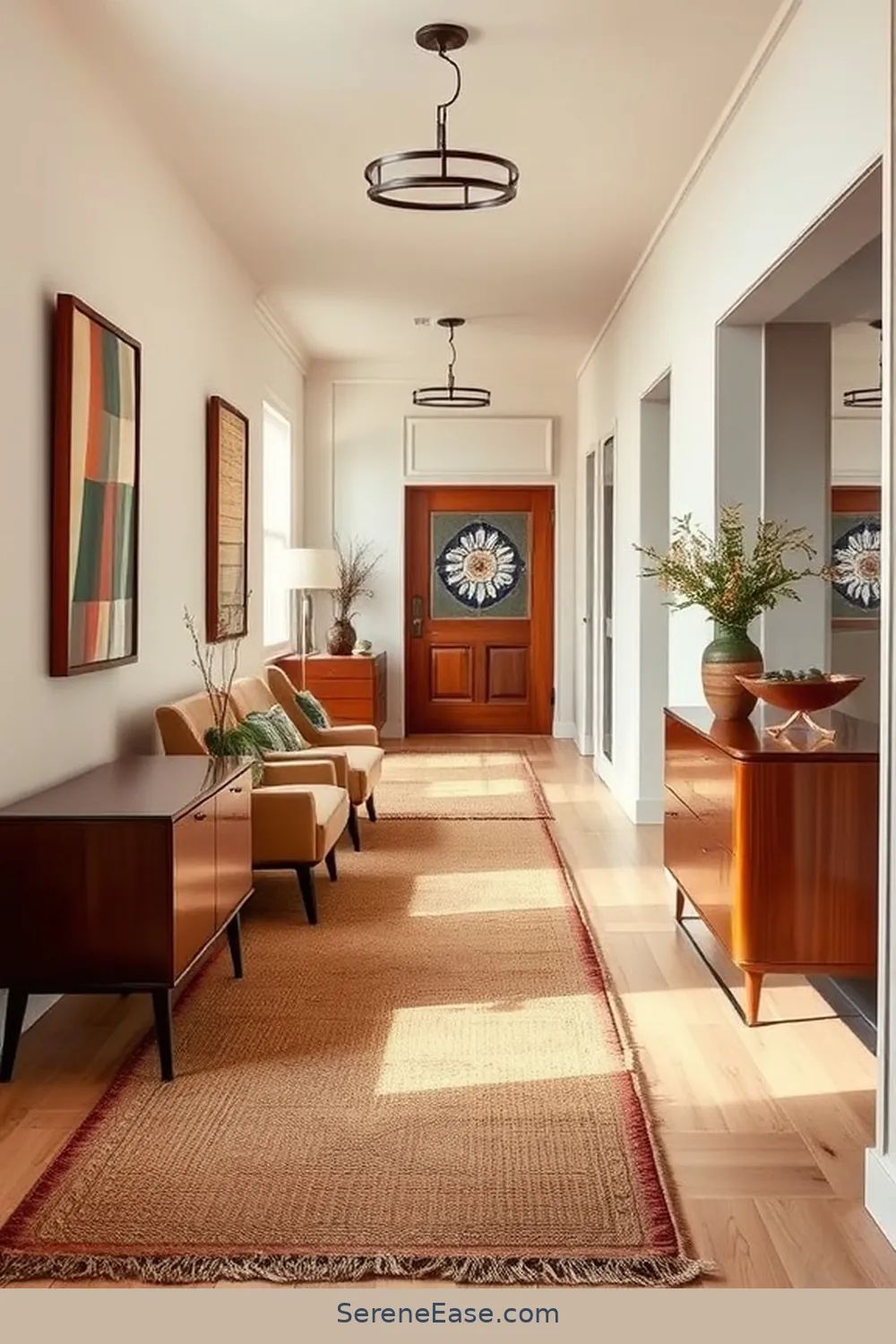 Incorporate Earthy Textiles in Rugs for 21 Ways to Incorporate Earth Tones in Mid-Century Modern Hallways