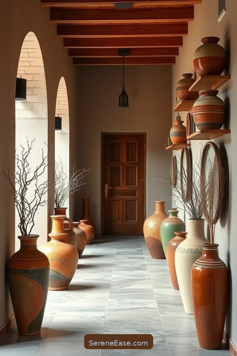 Incorporate Vintage Earthy Ceramics for 21 Ways to Incorporate Earth Tones in Mid-Century Modern Hallways