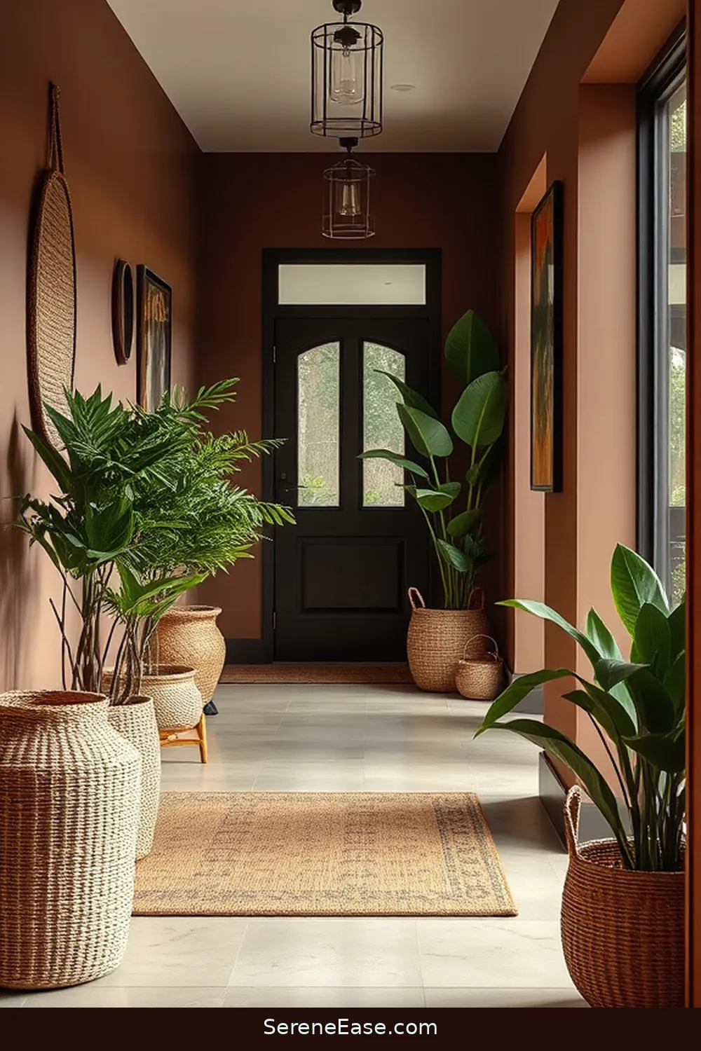 Incorporate Woven Baskets for Storage for 21 Ways to Incorporate Earth Tones in Mid-Century Modern Hallways