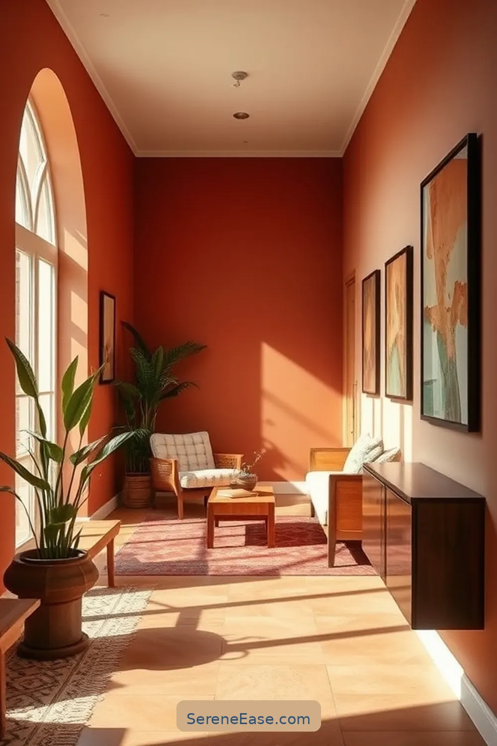 Paint the Walls in Warm Earthy Hues for 21 Ways to Incorporate Earth Tones in Mid-Century Modern Hallways