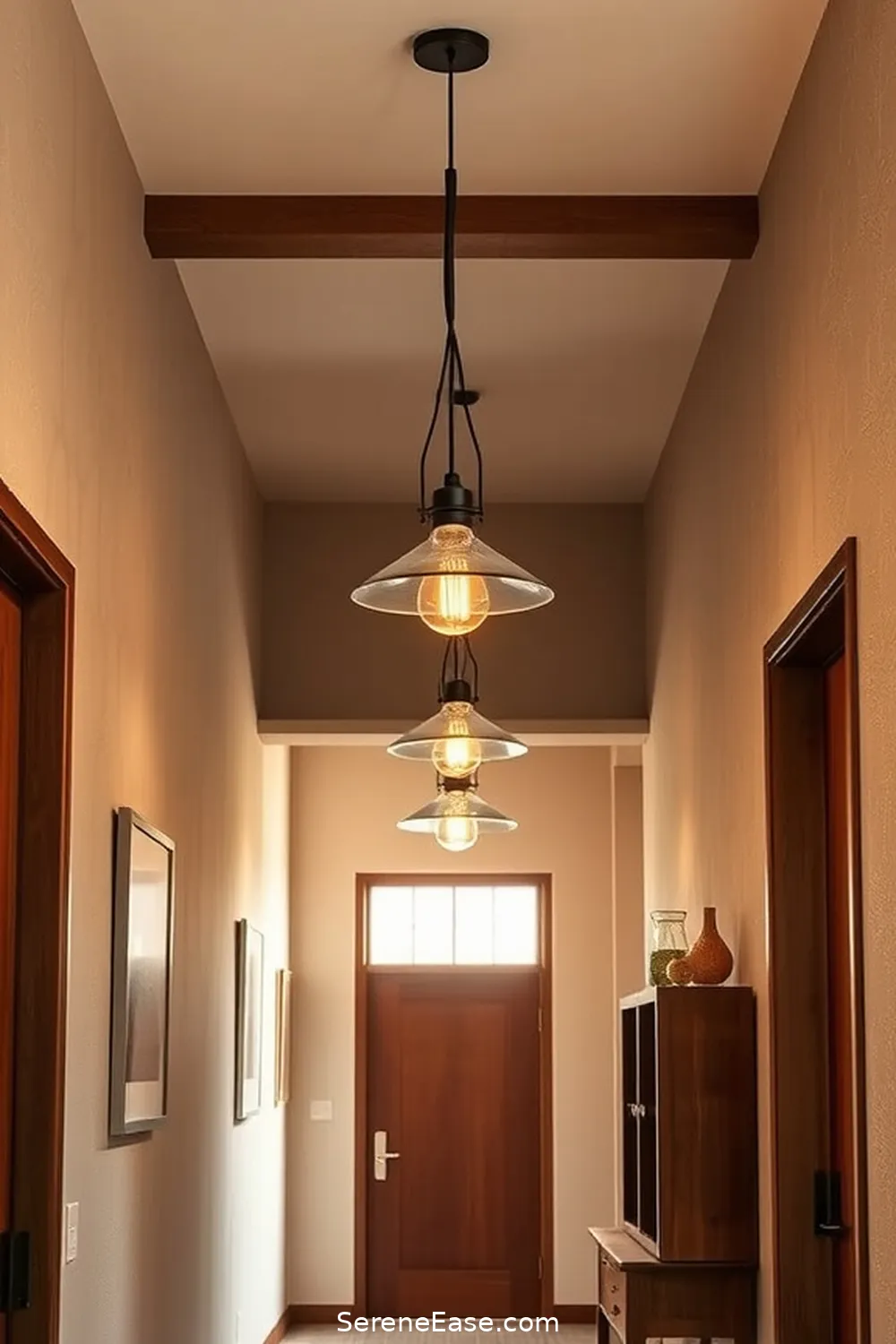 Select Vintage Earthy Light Fixtures for 21 Ways to Incorporate Earth Tones in Mid-Century Modern Hallways
