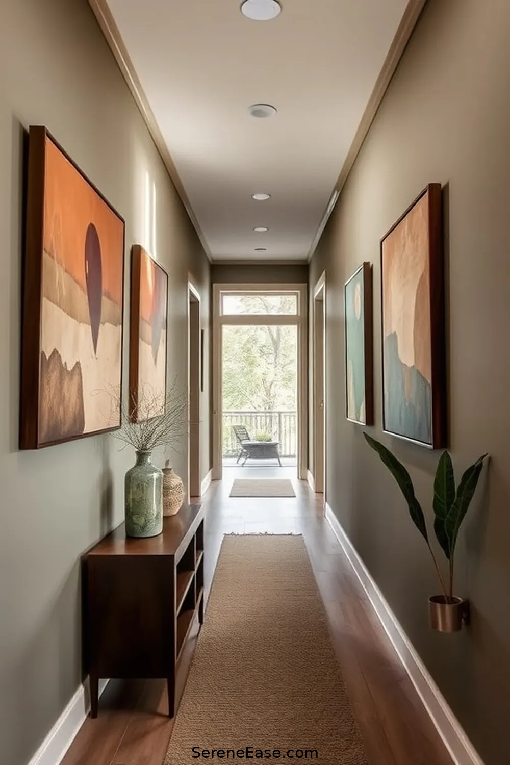 Use Earth Tone Artwork for 21 Ways to Incorporate Earth Tones in Mid-Century Modern Hallways