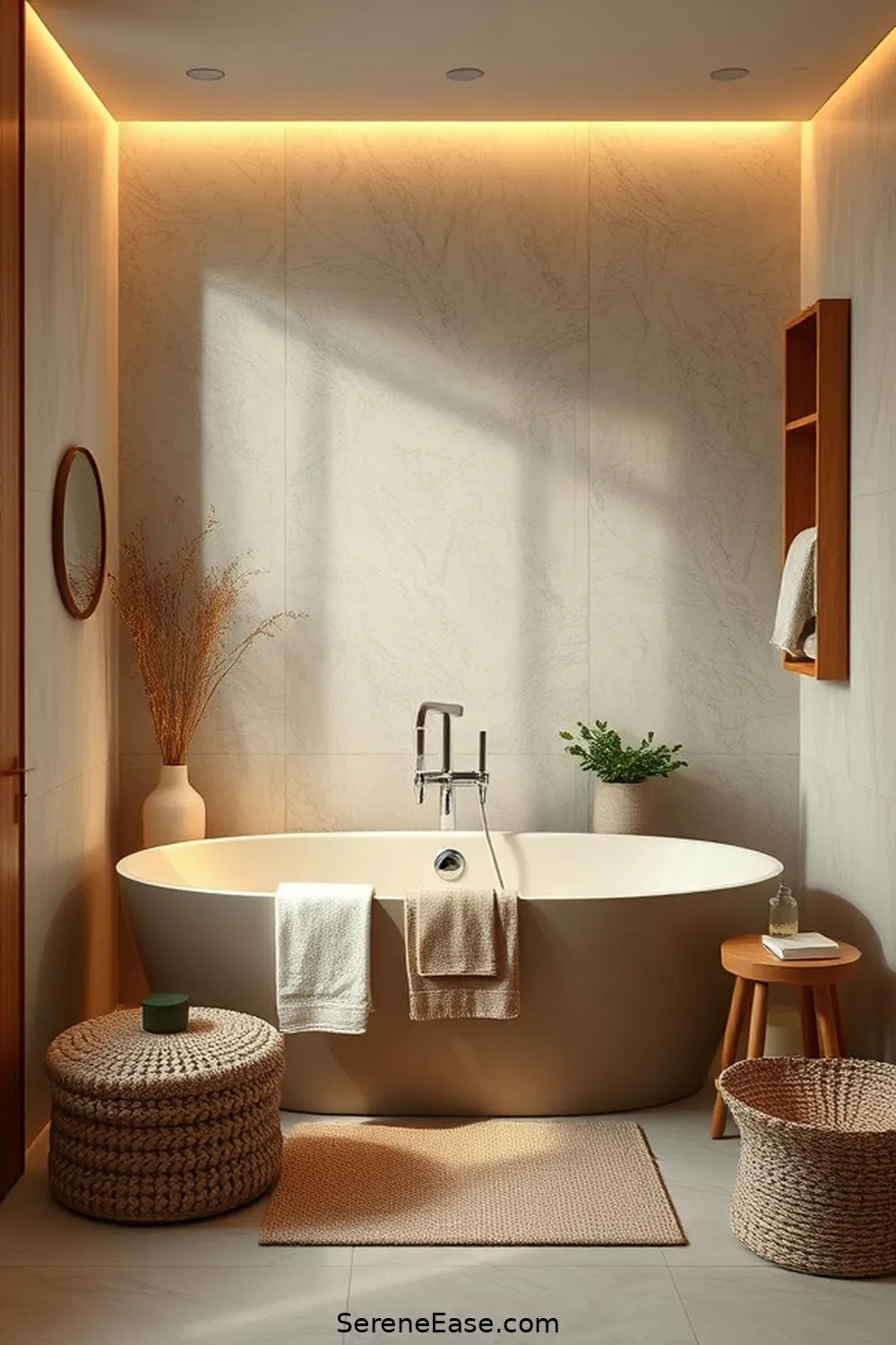 21 Ways to Incorporate Earth Tones in Scandinavian Style Bathrooms 16 Add a Soothing Bathtub for 21 Ways to Incorporate Earth Tones in Scandinavian Style Bathrooms