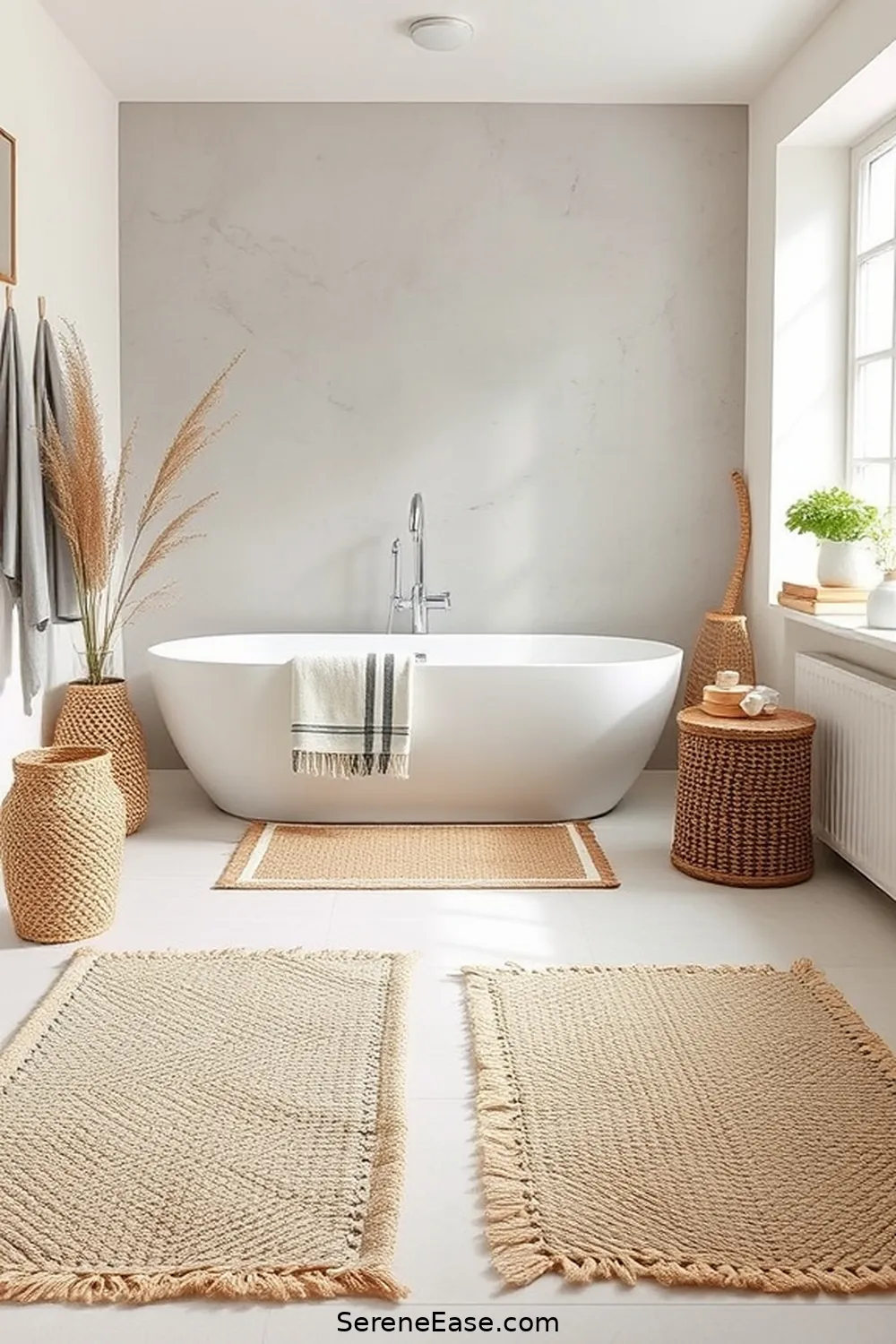 21 Ways to Incorporate Earth Tones in Scandinavian Style Bathrooms 10 Choose Natural Fiber Rugs for 21 Ways to Incorporate Earth Tones in Scandinavian Style Bathrooms