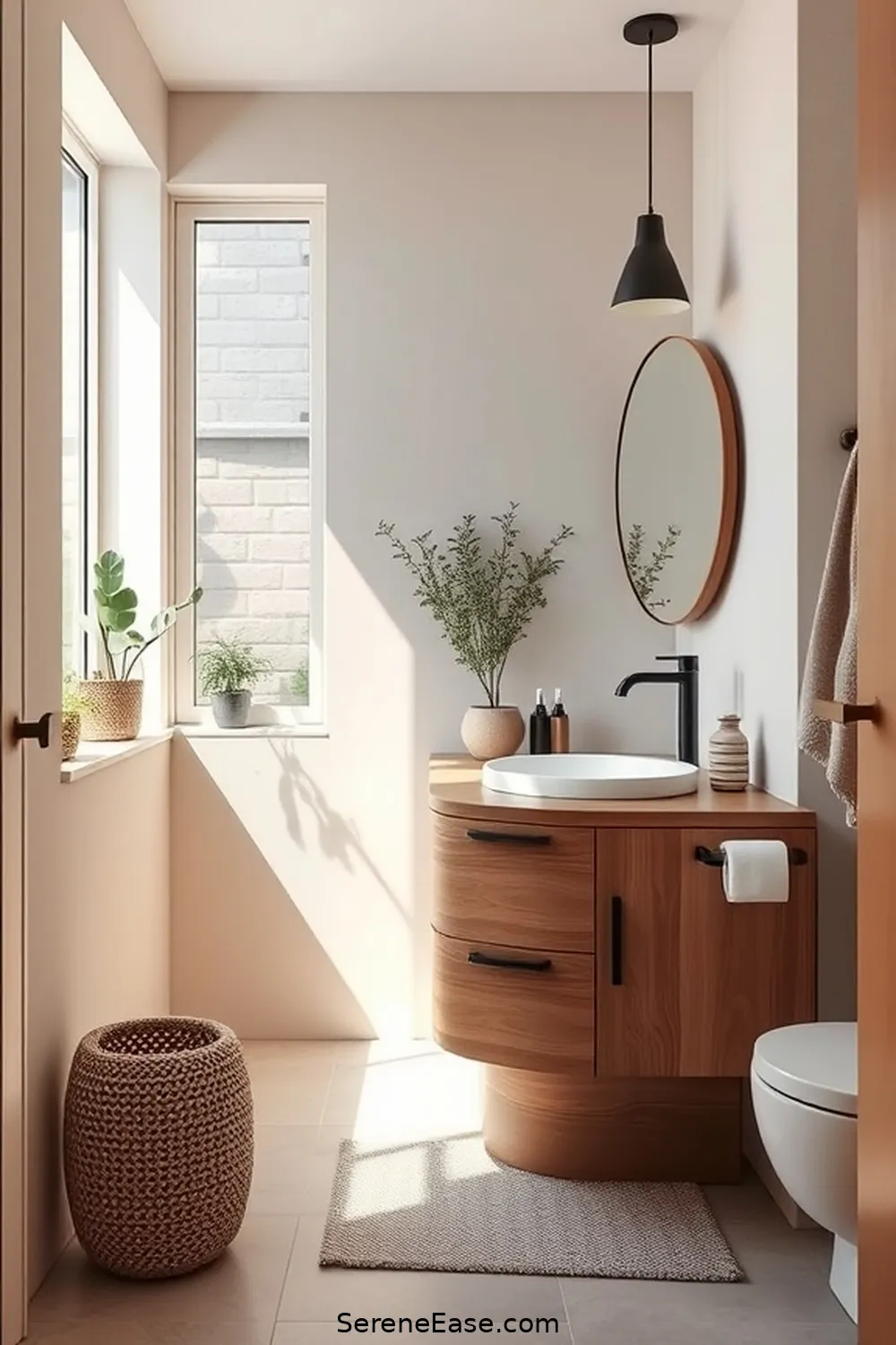21 Ways to Incorporate Earth Tones in Scandinavian Style Bathrooms 12 Install a Wooden Vanity for 21 Ways to Incorporate Earth Tones in Scandinavian Style Bathrooms