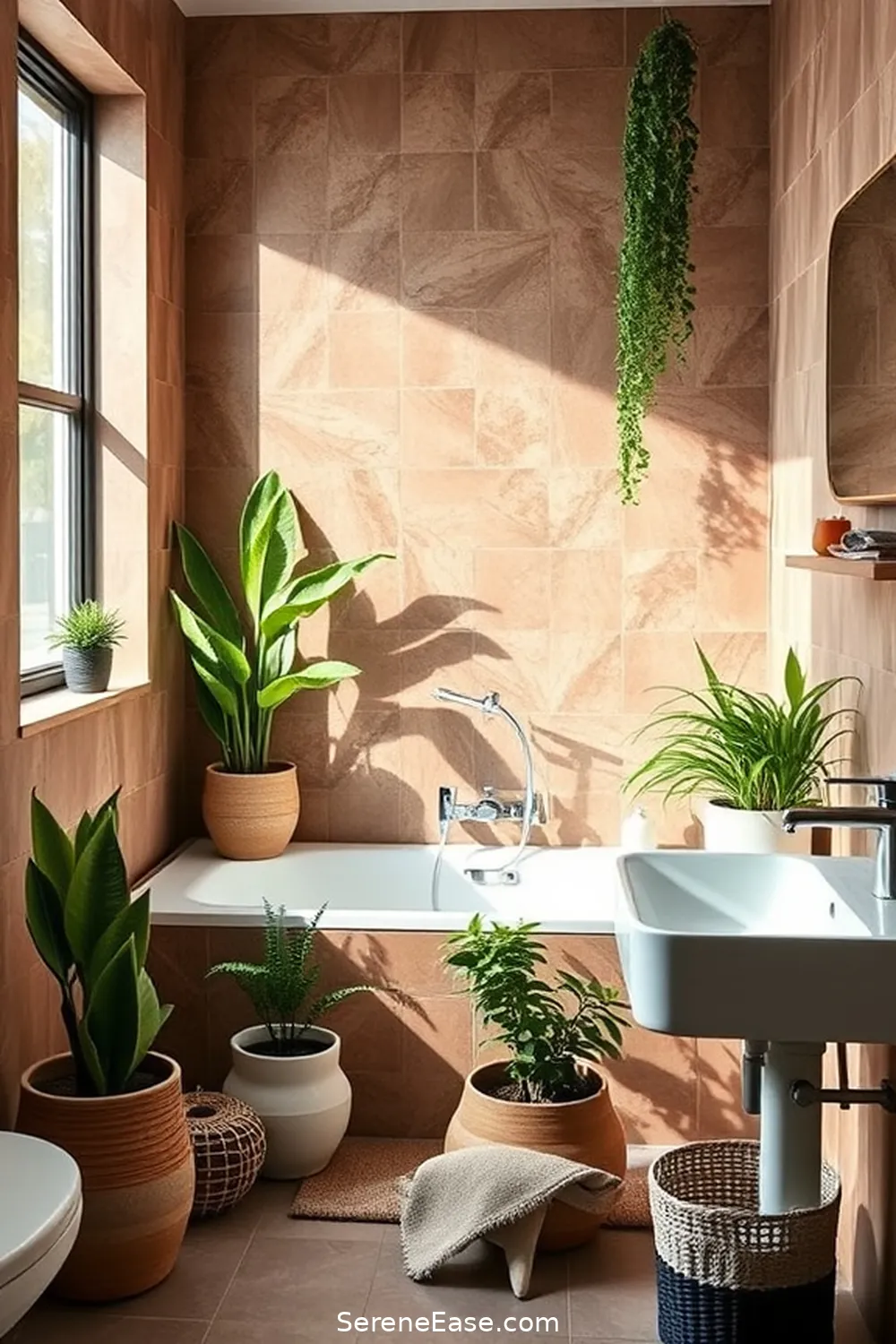 21 Ways to Incorporate Earth Tones in Scandinavian Style Bathrooms 9 Introduce Indoor Plants for 21 Ways to Incorporate Earth Tones in Scandinavian Style Bathrooms