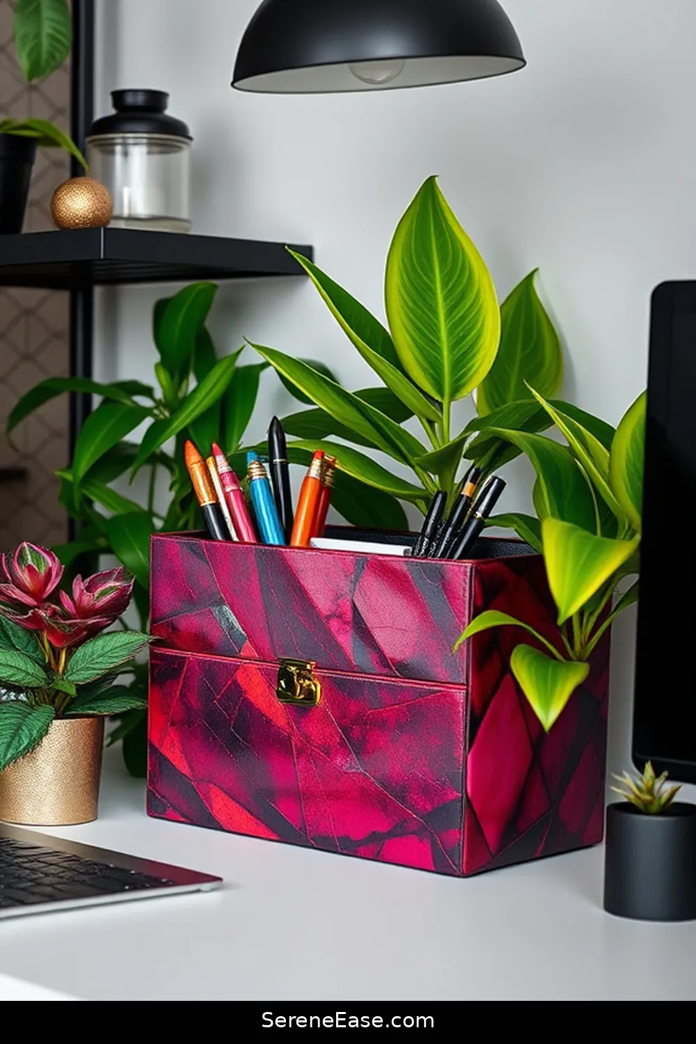 21 Ways to Incorporate Jewel Tones Into Your Industrial Style Home Office 10 Incorporate a Colorful Desk Organizer for 21 Ways to Incorporate Jewel Tones Into Your Industrial Style Home Office