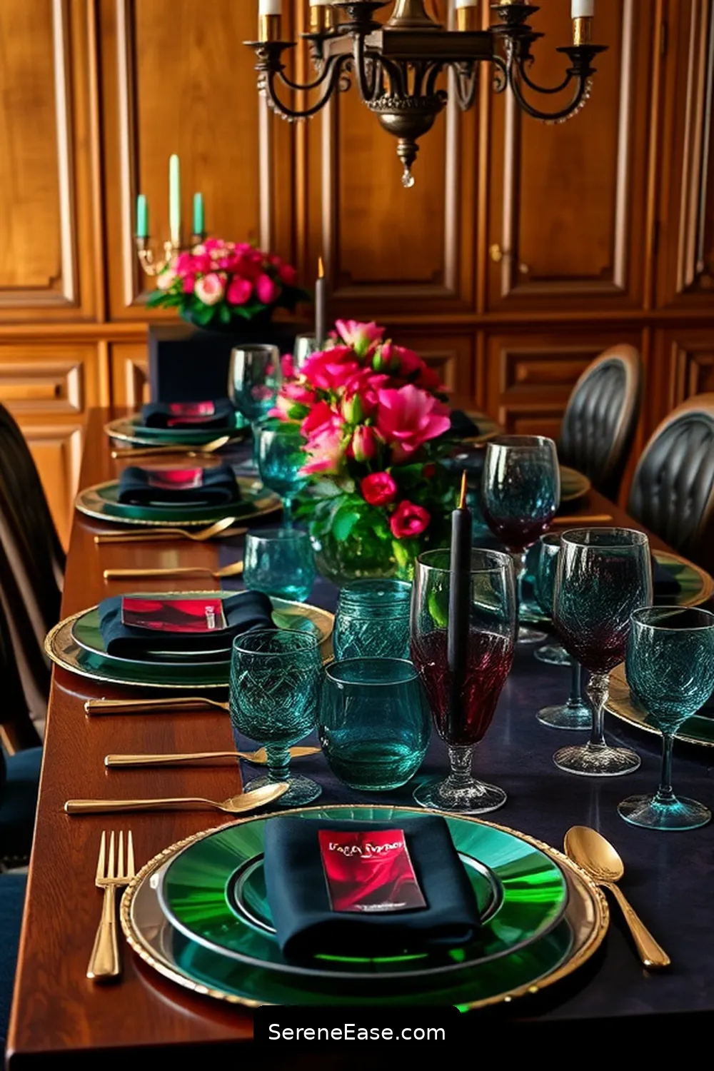 21 Ways to Incorporate Jewel Tones in Mid-Century Modern Dining Rooms 21 Use Colorful Place Settings for Dining for 21 Ways to Incorporate Jewel Tones in Mid-Century Modern Dining Rooms
