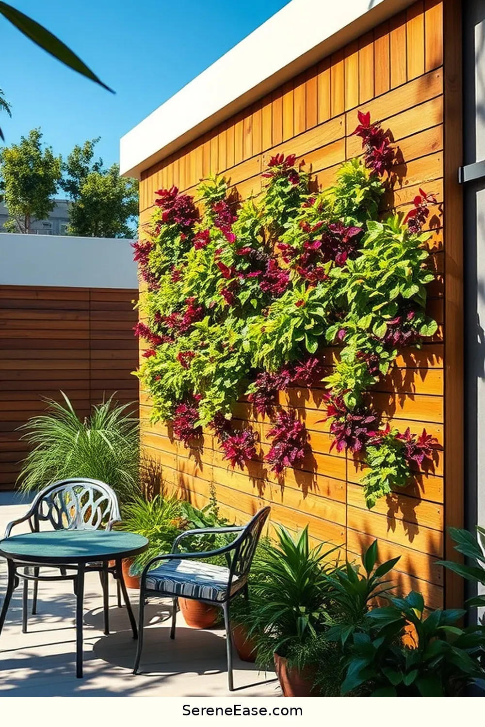 21 Ways to Incorporate Jewel Tones in Minimalist Outdoor Patio Style 20 Create a Colorful Vertical Garden for 21 Ways to Incorporate Jewel Tones in Minimalist Outdoor Patio Style