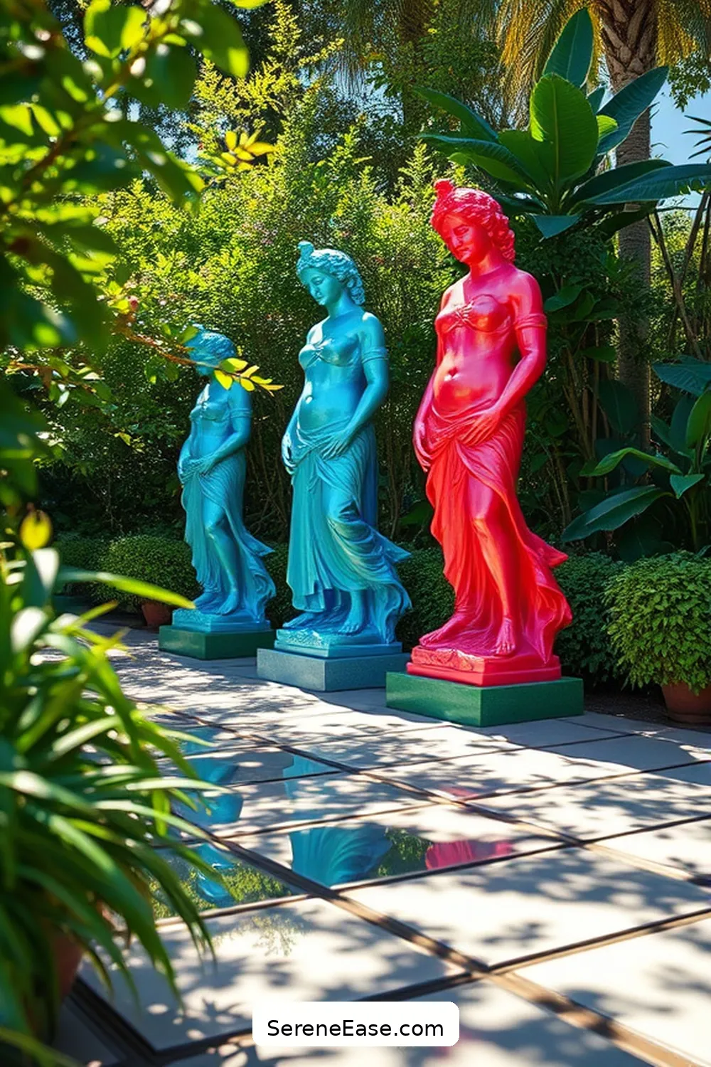 21 Ways to Incorporate Jewel Tones in Minimalist Outdoor Patio Style 16 Incorporate Colorful Garden Statues for 21 Ways to Incorporate Jewel Tones in Minimalist Outdoor Patio Style