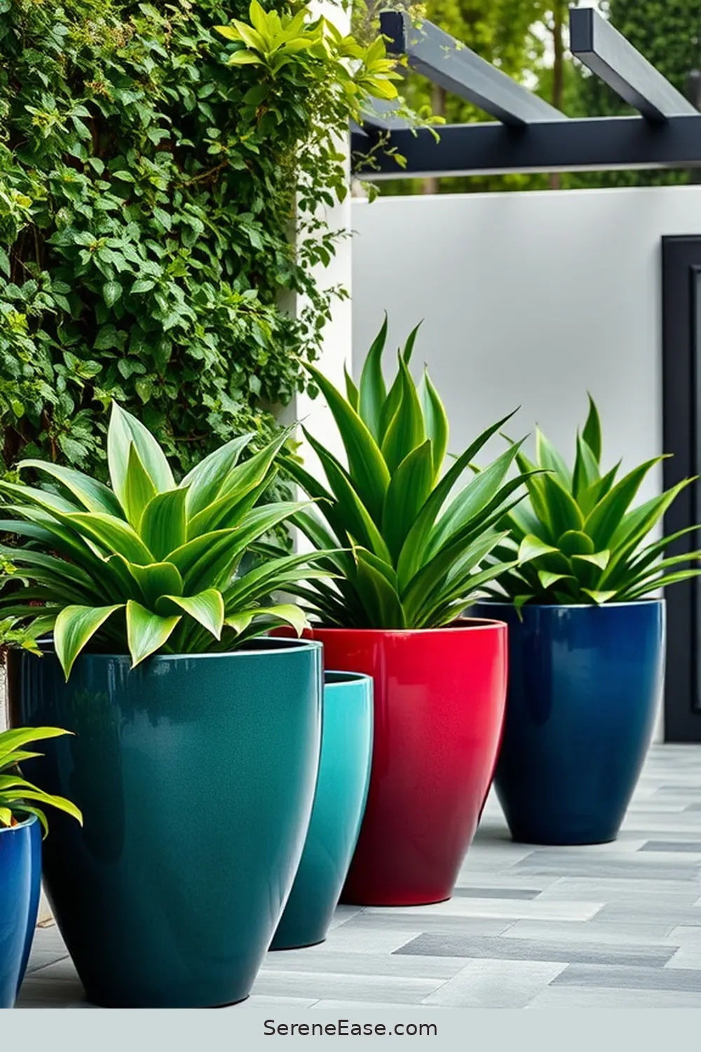 21 Ways to Incorporate Jewel Tones in Minimalist Outdoor Patio Style 12 Integrate Jewel-Toned Planters for 21 Ways to Incorporate Jewel Tones in Minimalist Outdoor Patio Style