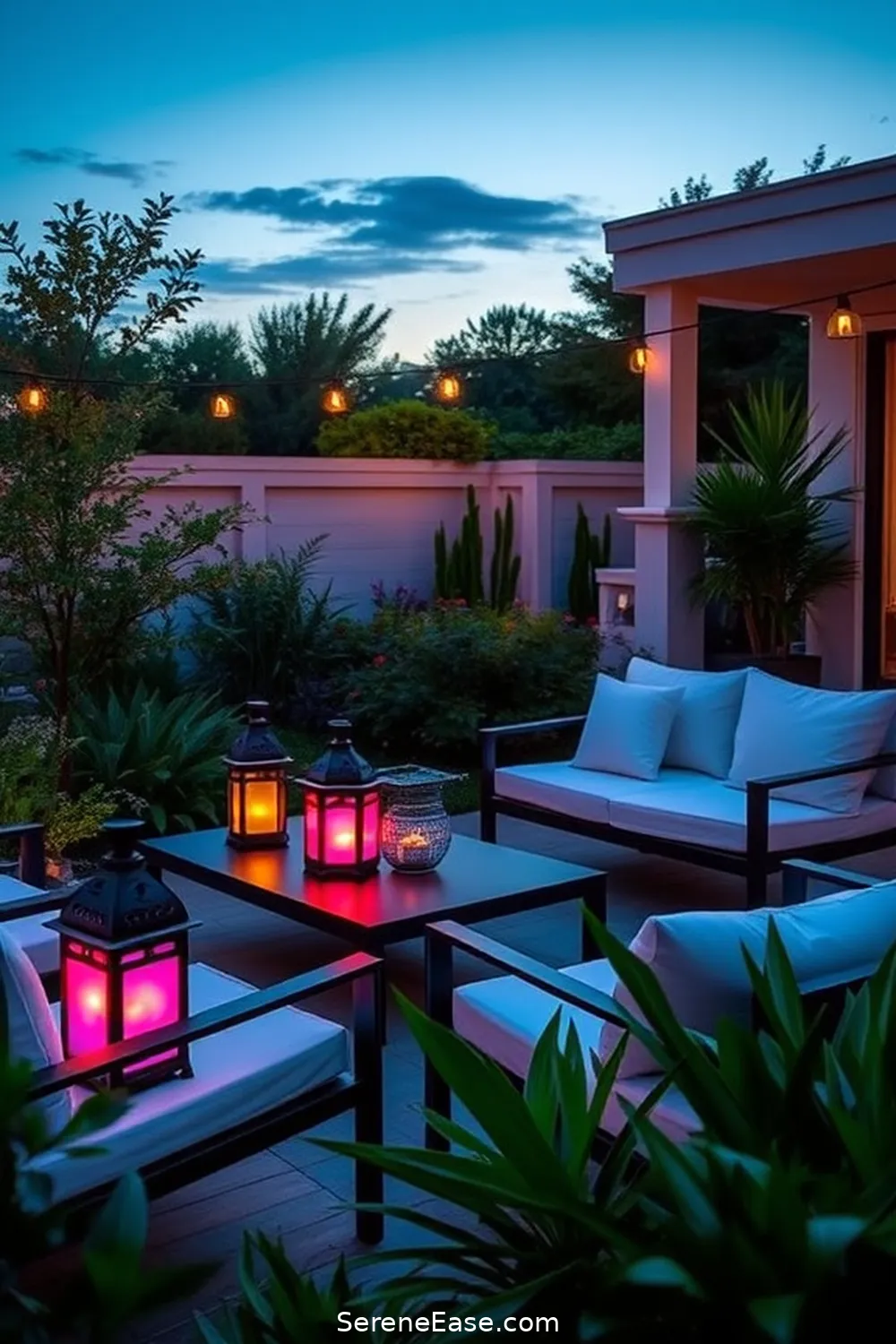 21 Ways to Incorporate Jewel Tones in Minimalist Outdoor Patio Style 9 Use Jewel-Toned Outdoor Lighting for 21 Ways to Incorporate Jewel Tones in Minimalist Outdoor Patio Style