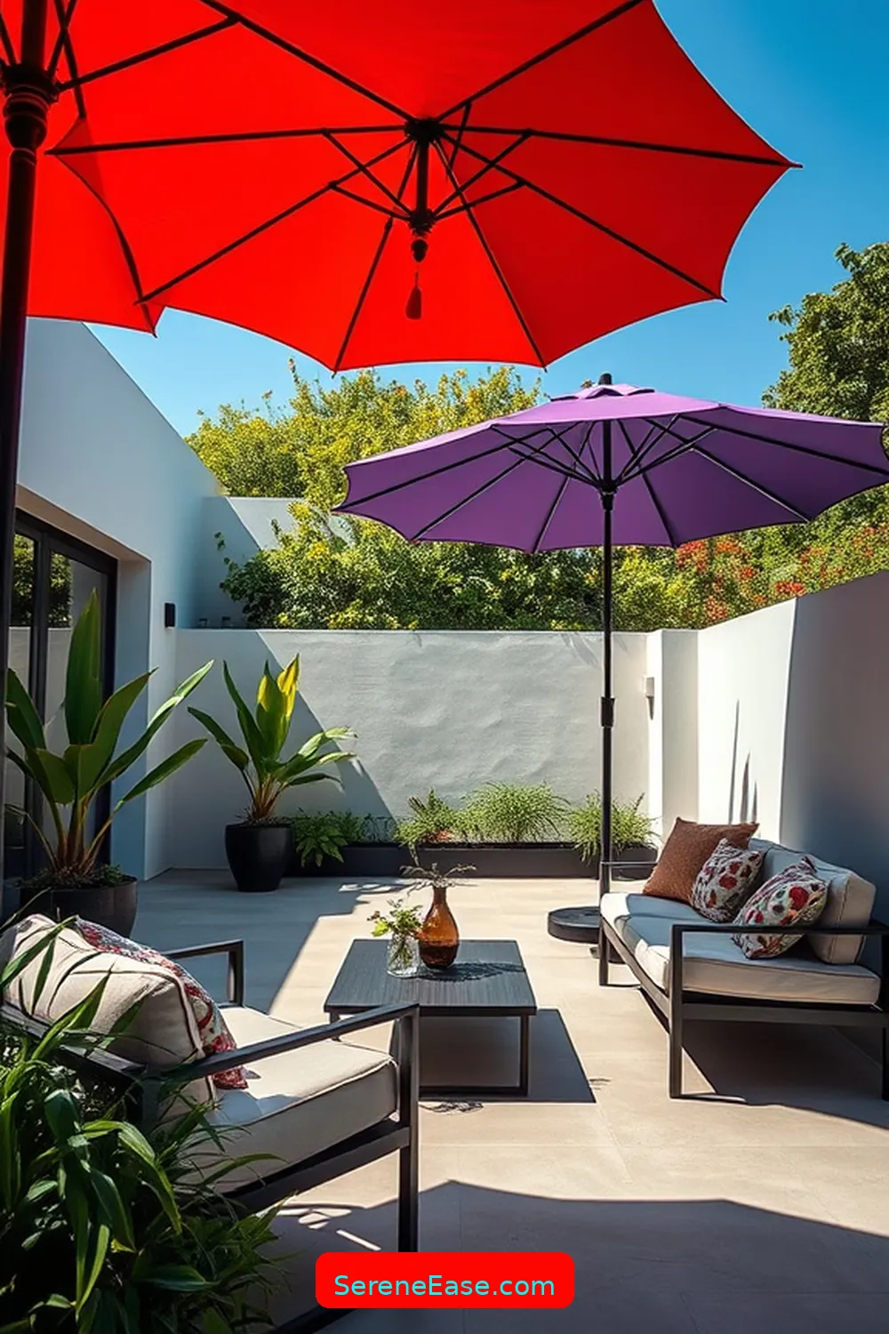 21 Ways to Incorporate Jewel Tones in Minimalist Outdoor Patio Style 5 Use Statement Umbrellas for 21 Ways to Incorporate Jewel Tones in Minimalist Outdoor Patio Style