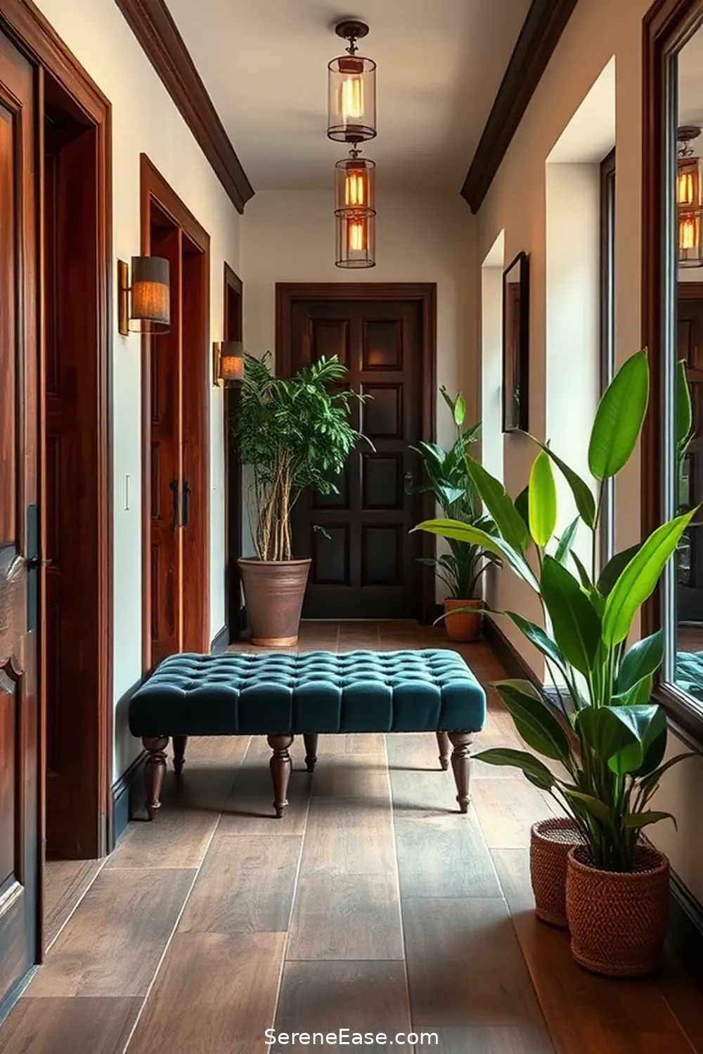 21 Ways to Incorporate Jewel Tones in Rustic Hallway Style 16 Include a Jewel-Toned Bench for 21 Ways to Incorporate Jewel Tones in Rustic Hallway Style