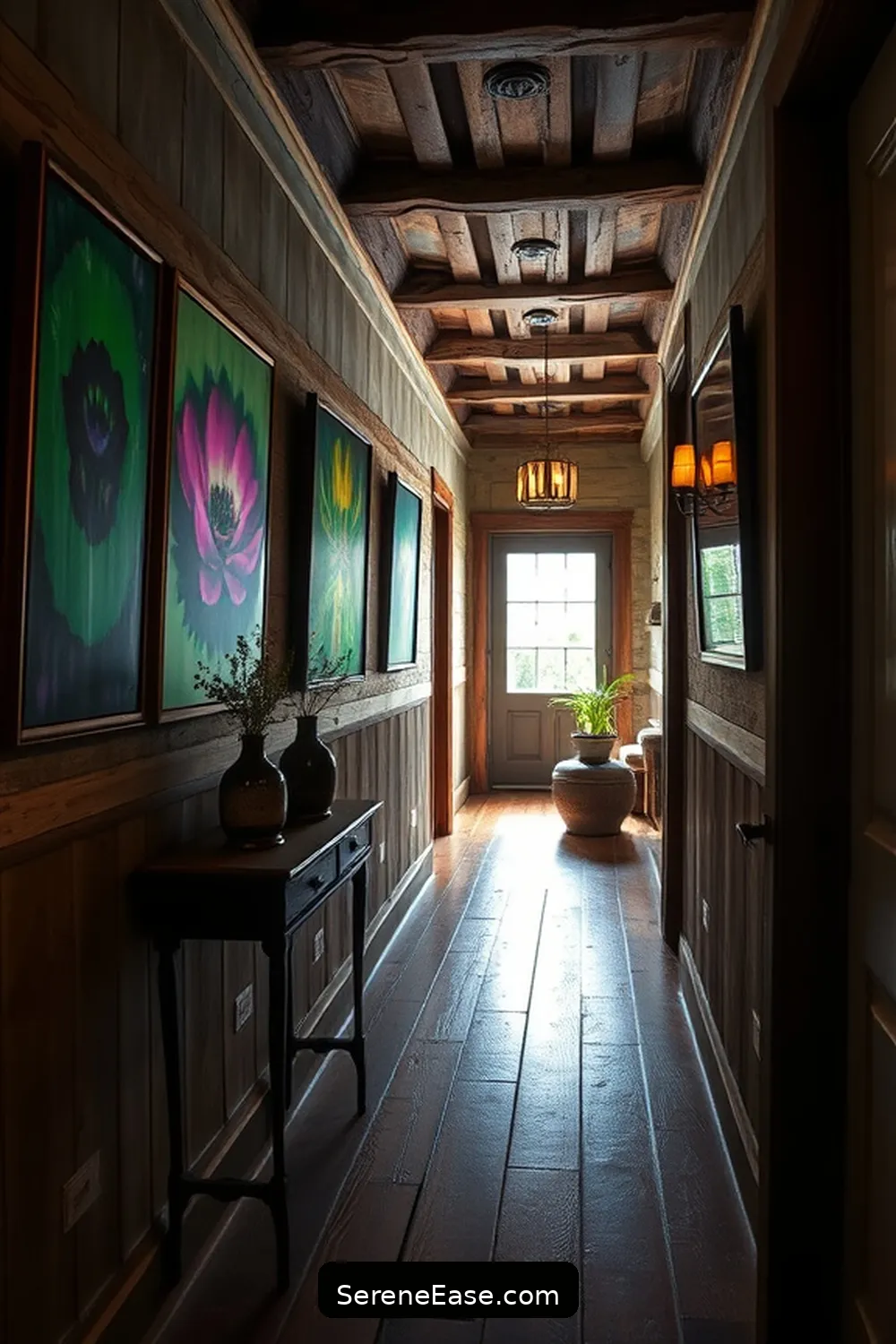 21 Ways to Incorporate Jewel Tones in Rustic Hallway Style 4 Incorporate Colored Artwork for 21 Ways to Incorporate Jewel Tones in Rustic Hallway Style