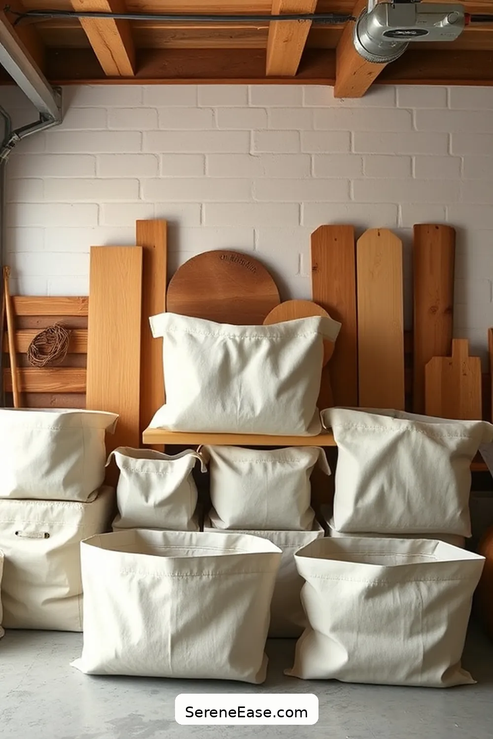 21 Ways to Incorporate Neutral Tones in Rustic Garage Style 14 Opt for Soft Canvas Storage Solutions for 21 Ways to Incorporate Neutral Tones in Rustic Garage Style